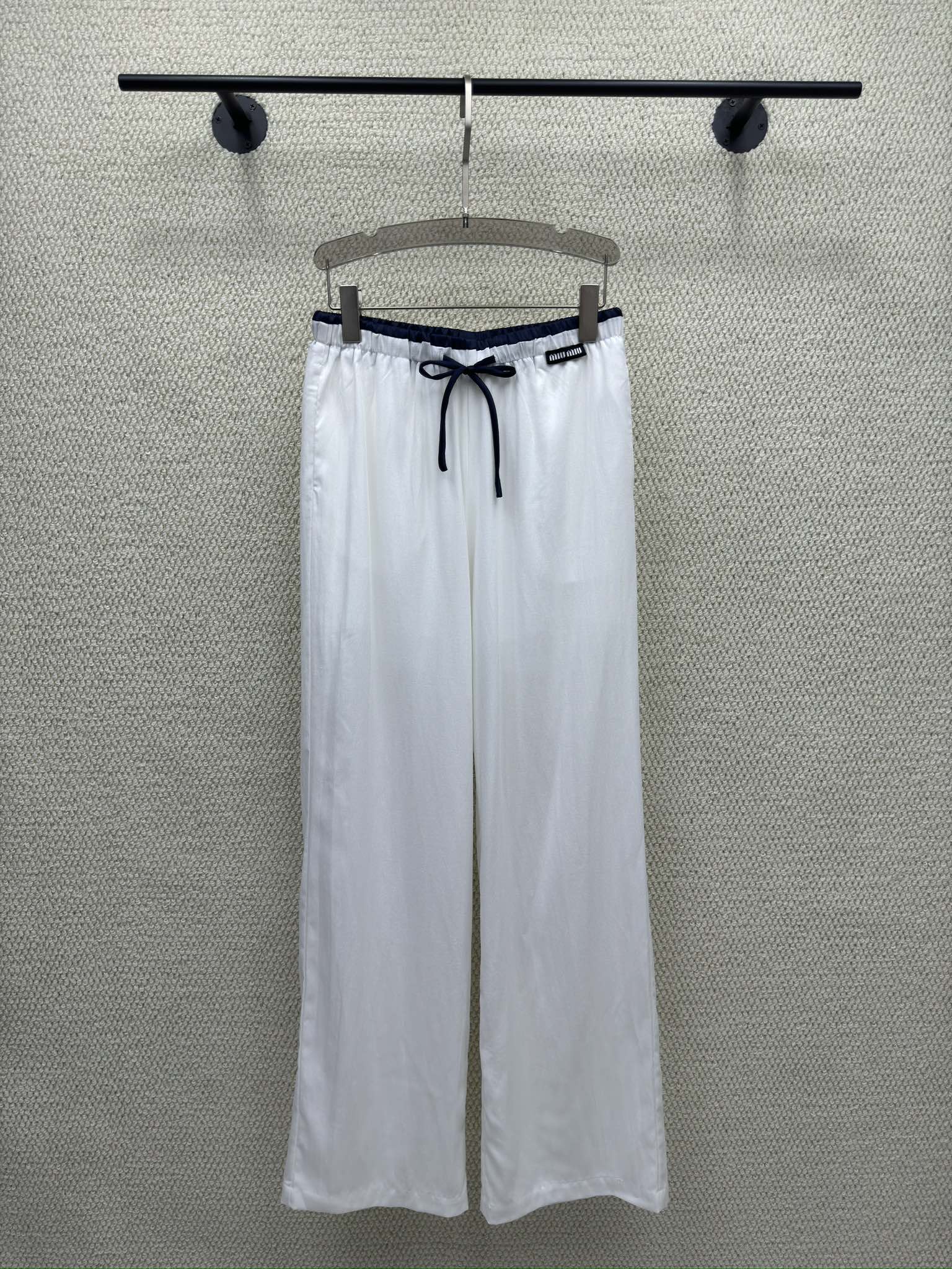Miumiu 2026 Elastic High-Waisted Straight Wide-Leg Pant Tencel Cotton
