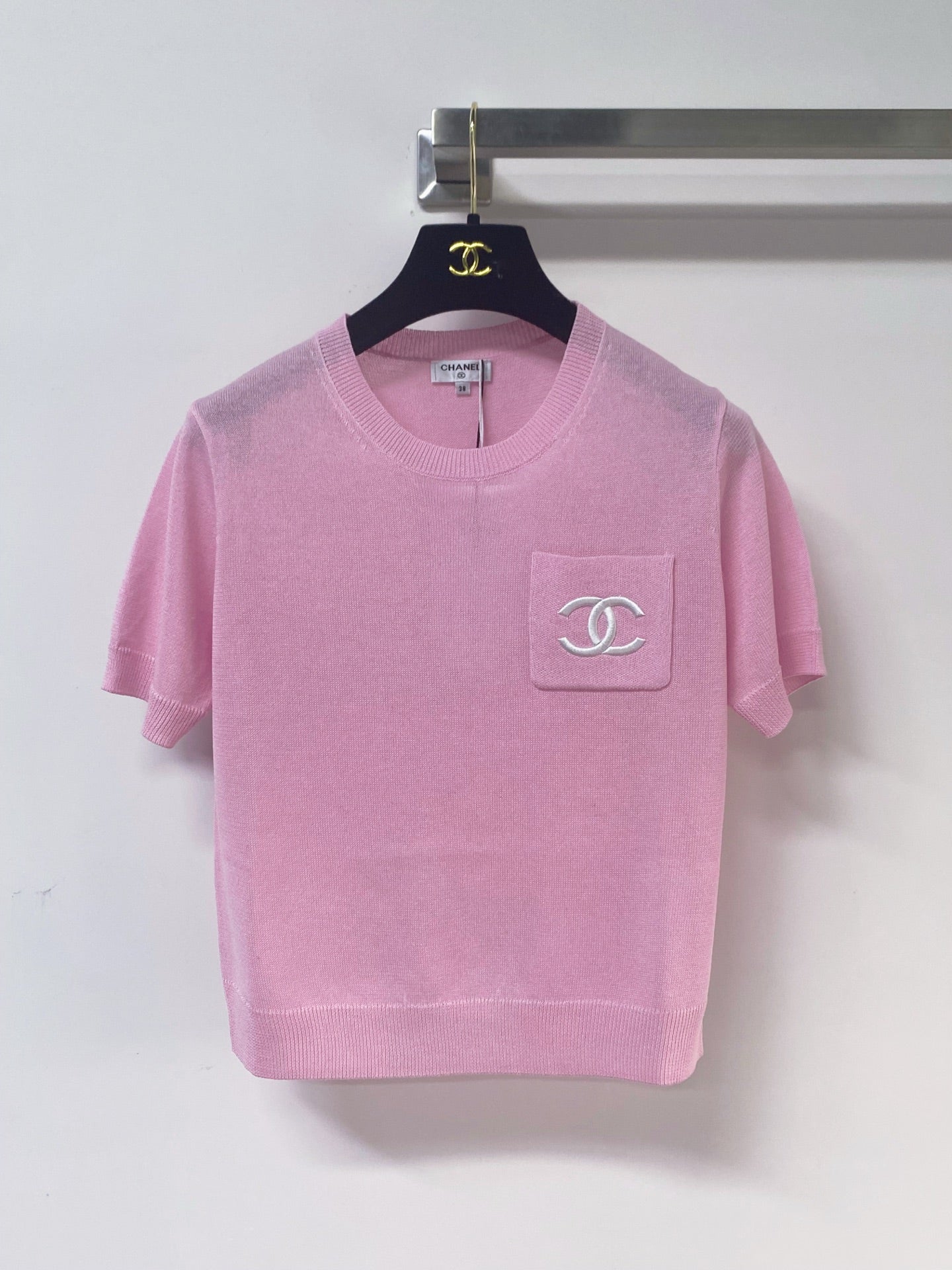 Chanel 2026 Short-sleeved Shirt White Pink Wool 268485