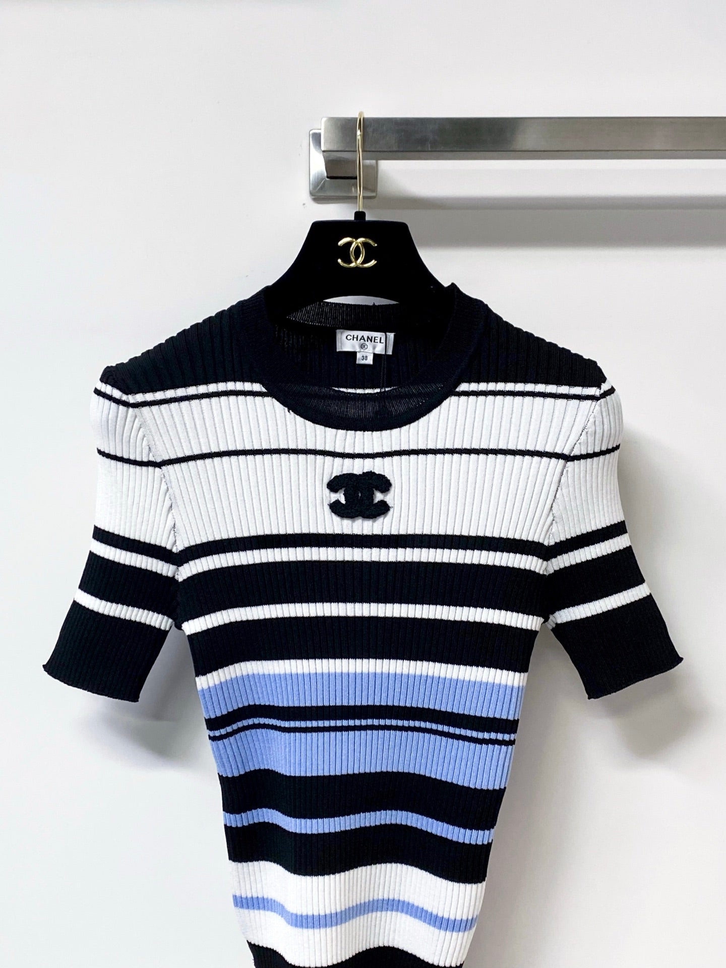 Chanel 2026 Strips Short-Sleeve Shirt Acrylic 278214