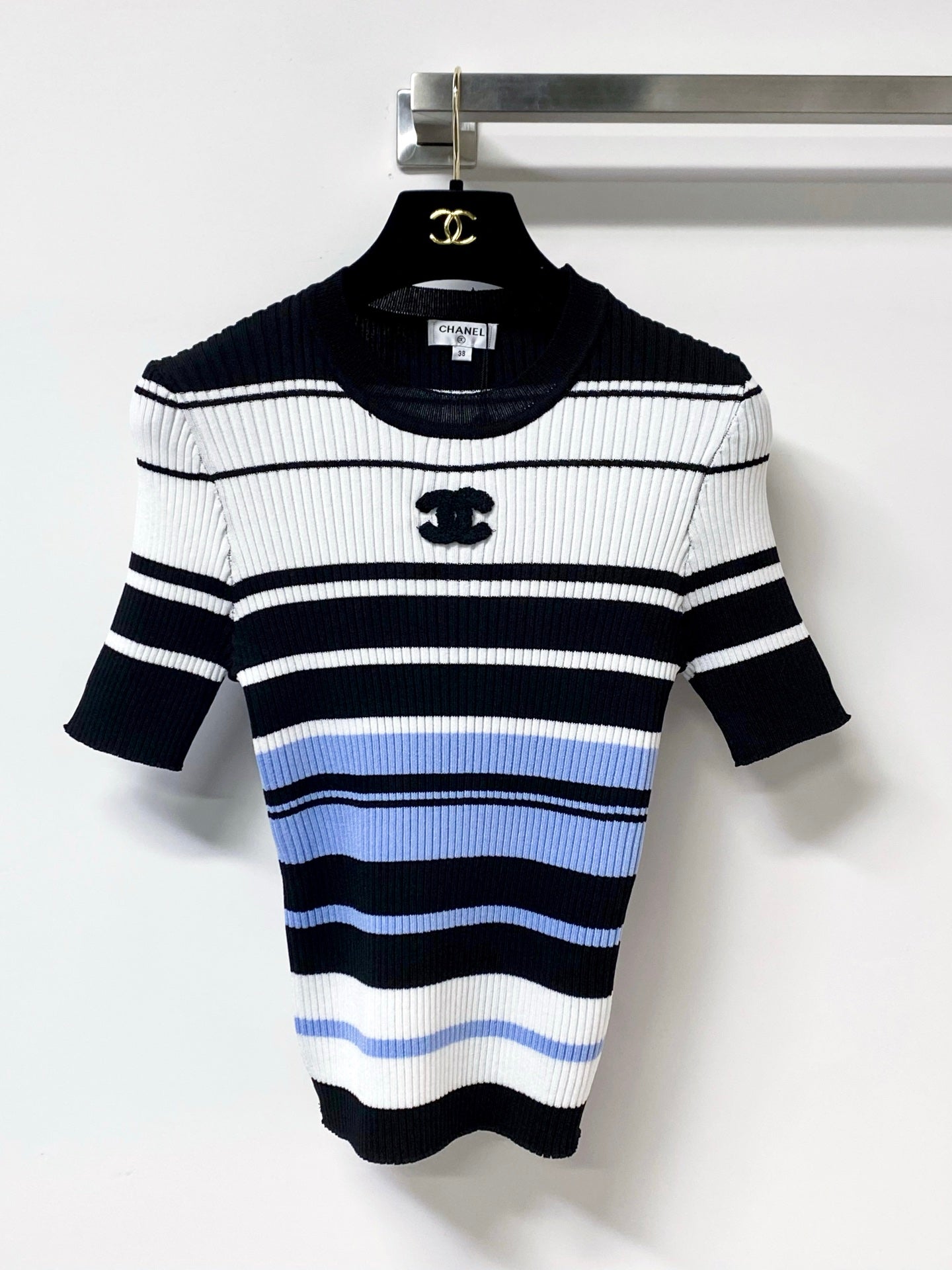 Chanel 2026 Strips Short-Sleeve Shirt Acrylic 278214