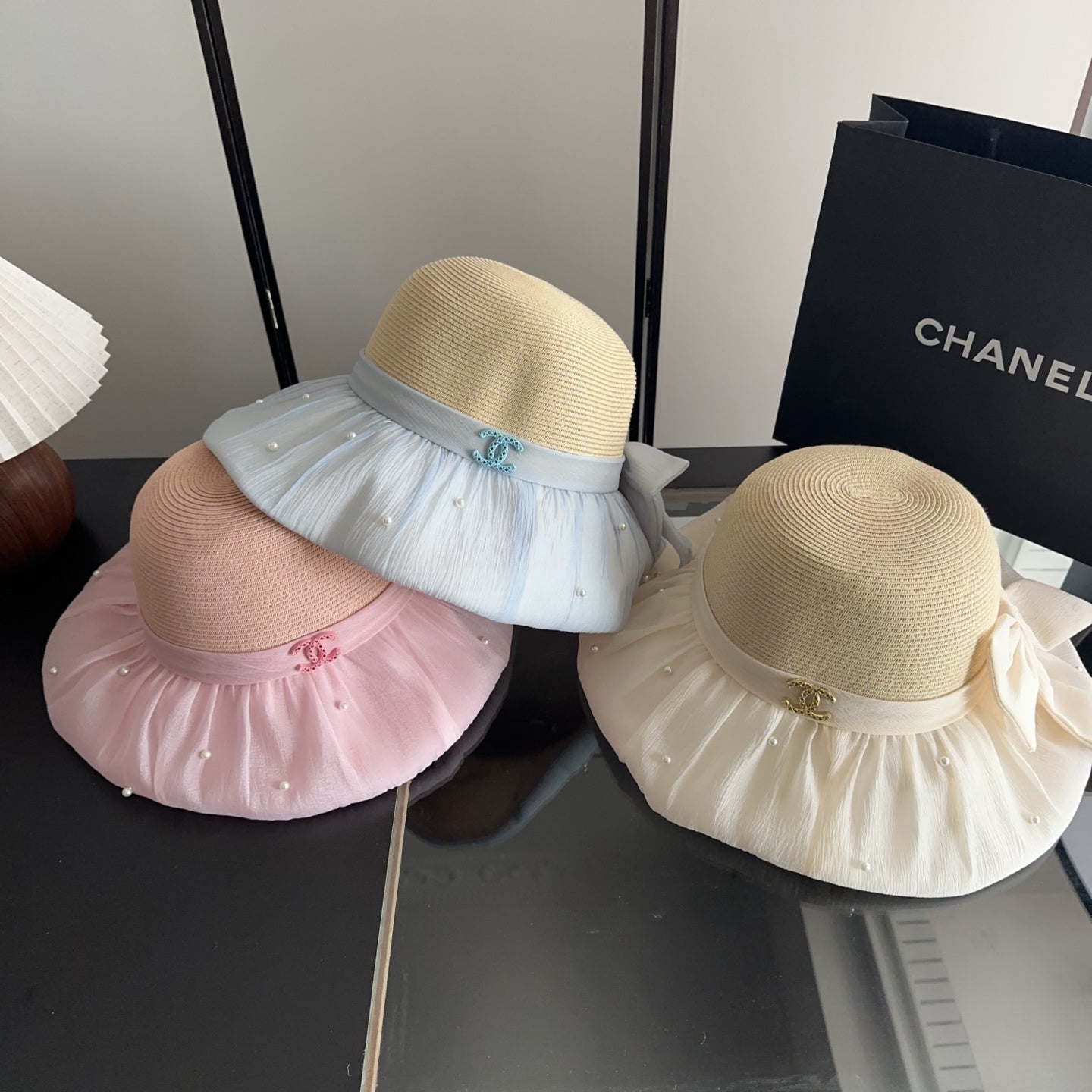 Chanel Straw Hat With Patchwork Bow 279511