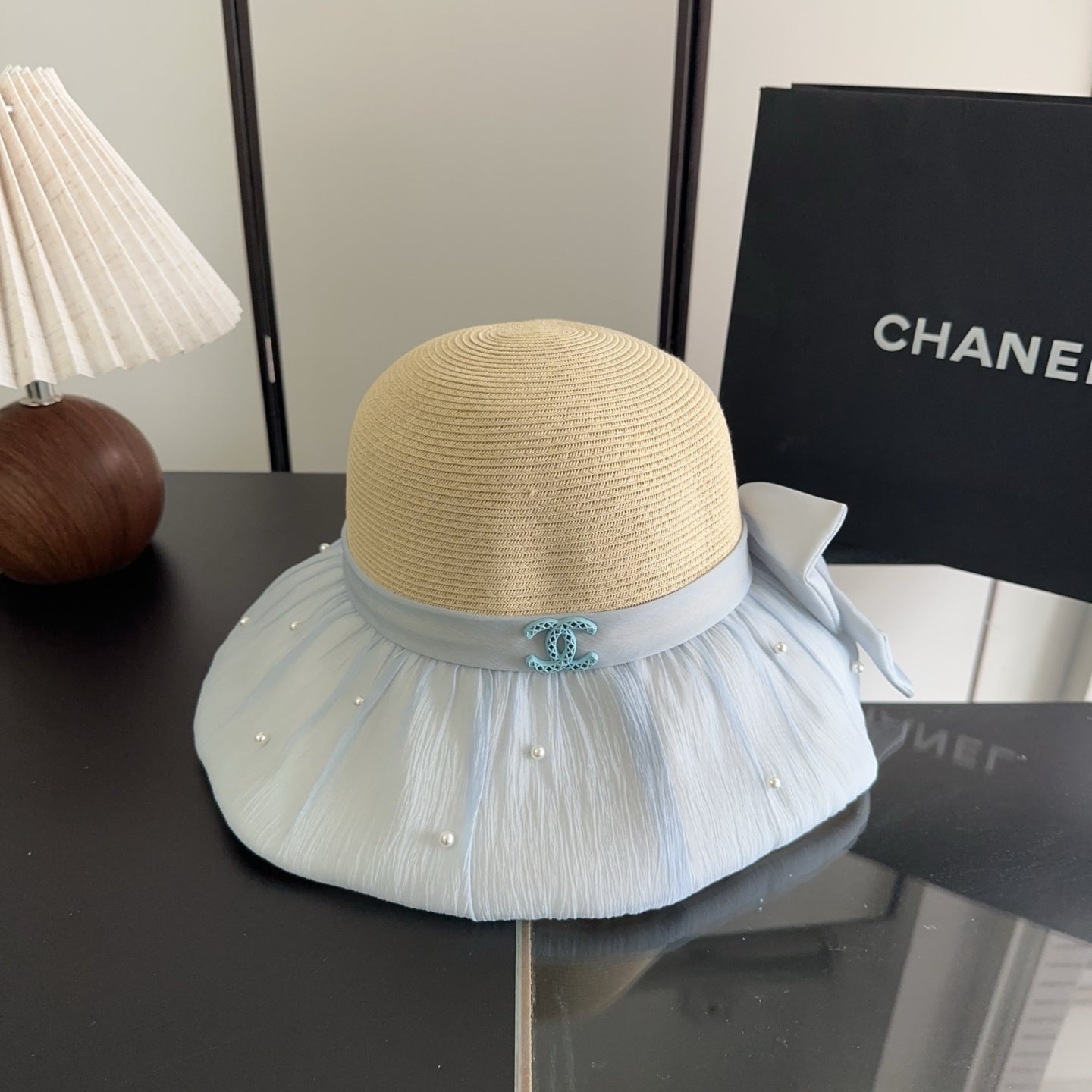 Chanel Straw Hat With Patchwork Bow 279511