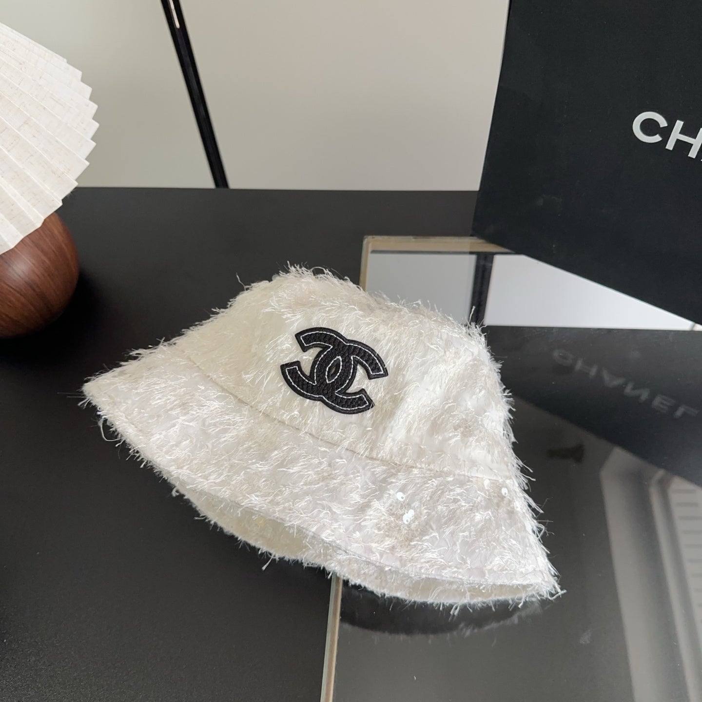 Chanel Faux Fur Bucket Hat Cotton 236965