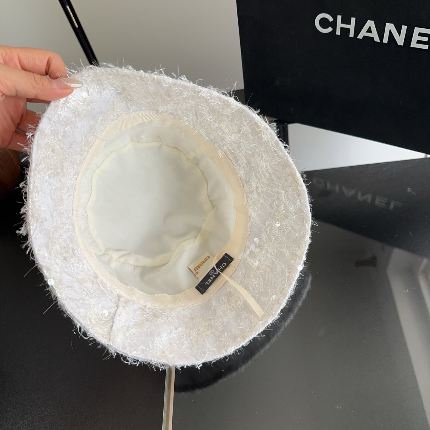 Chanel Faux Fur Bucket Hat Cotton 236965