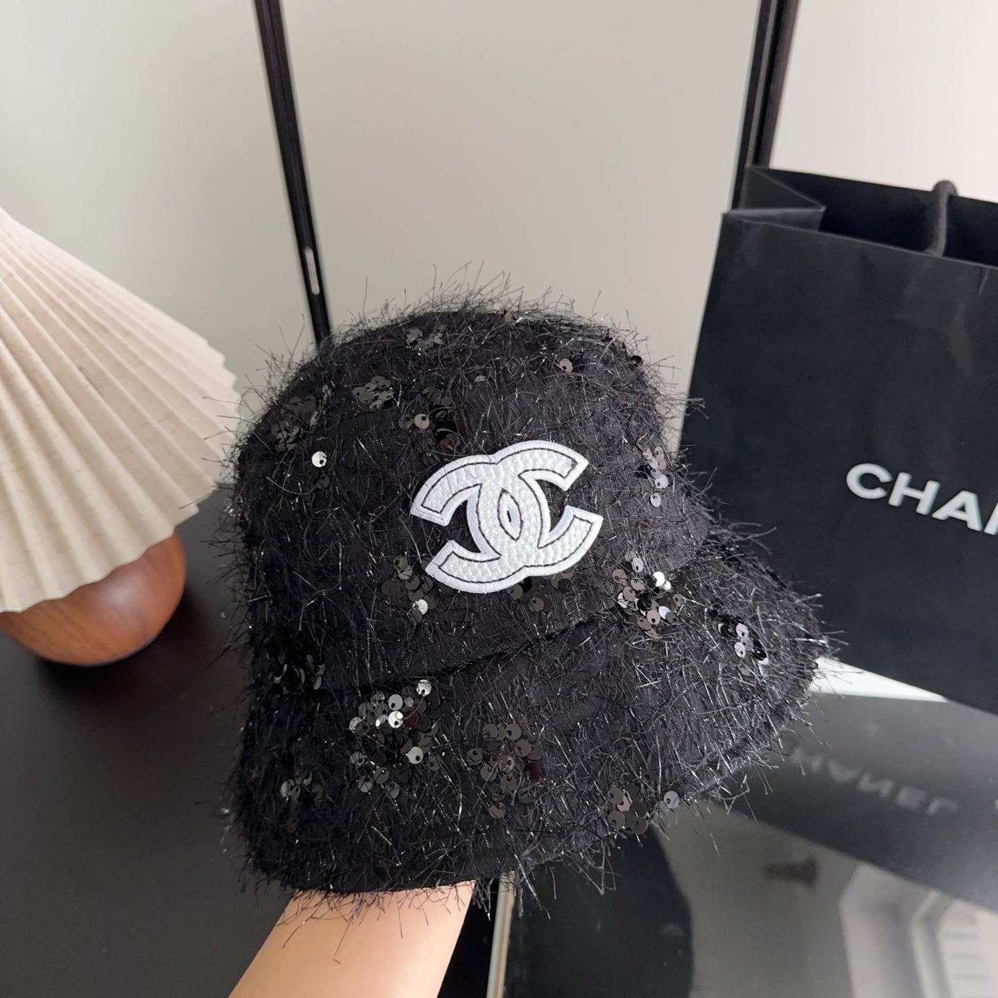 Chanel Faux Fur Bucket Hat Cotton 236965