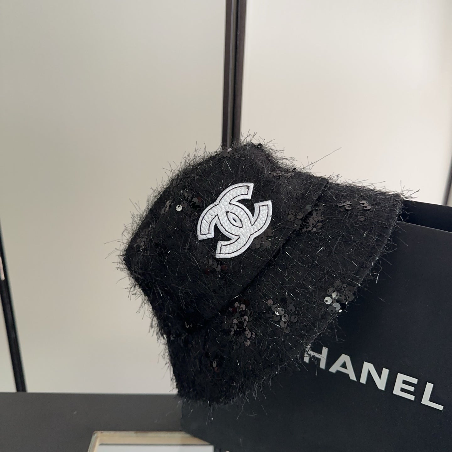 Chanel Faux Fur Bucket Hat Cotton 236965