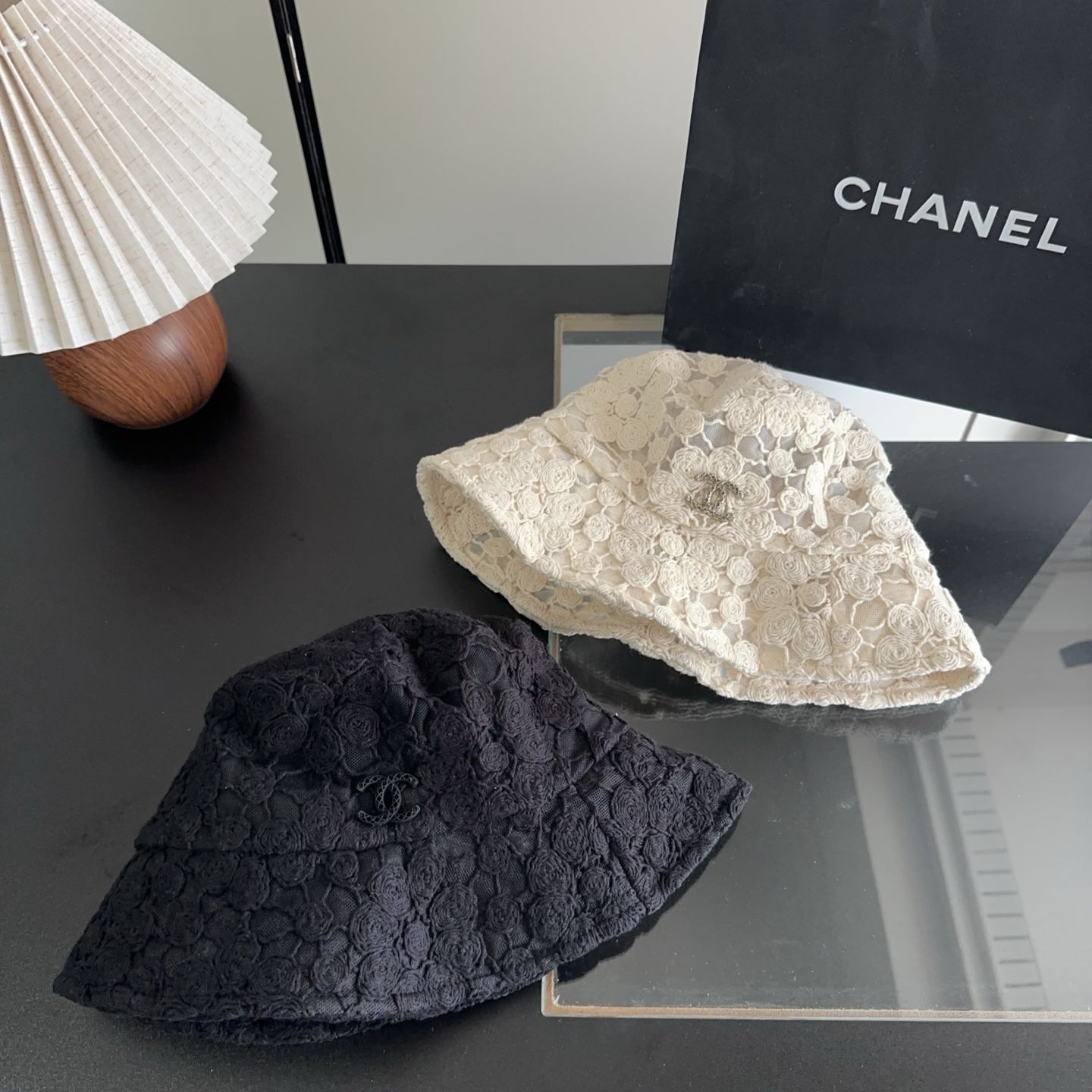 Chanel Flower Lace Bucket Hat Cotton 236967