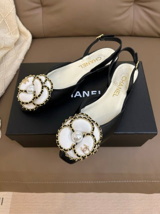 Chanel 2026 Slingback Ballets Flats Camellia Flower Ornament Sheepskin 779282