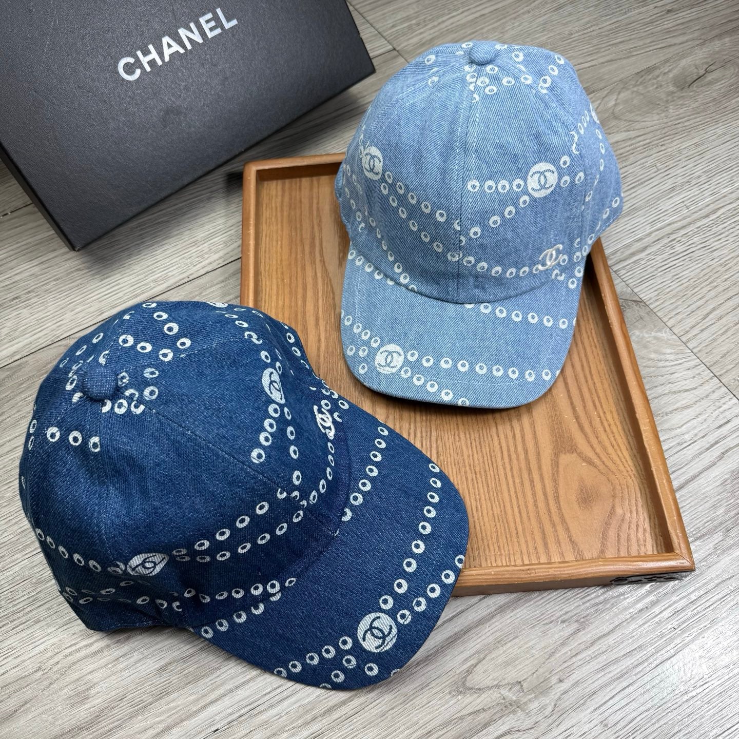Chanel Chain Pattern Baseball Denim Cap 240591