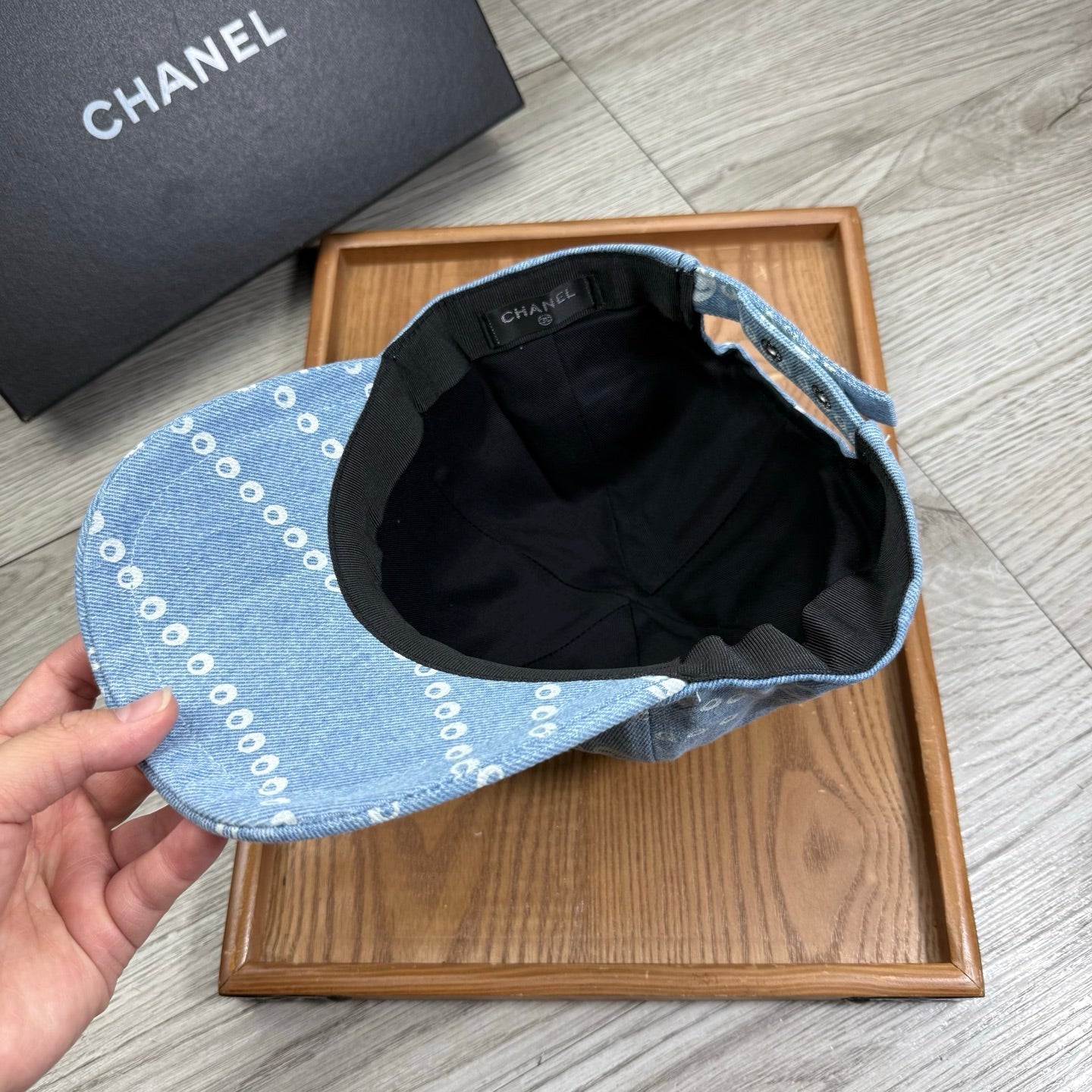 Chanel Chain Pattern Baseball Denim Cap 240591