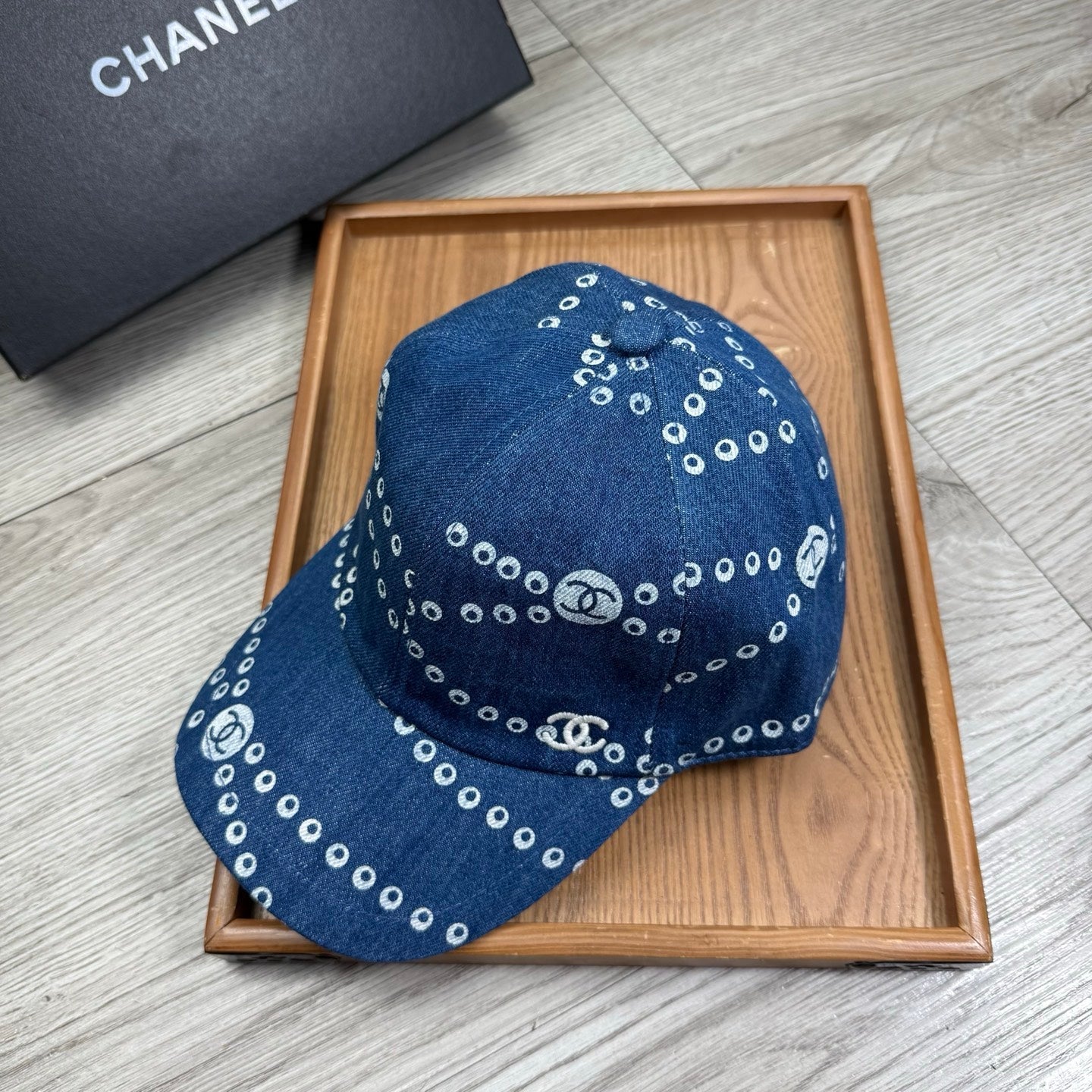 Chanel Chain Pattern Baseball Denim Cap 240591