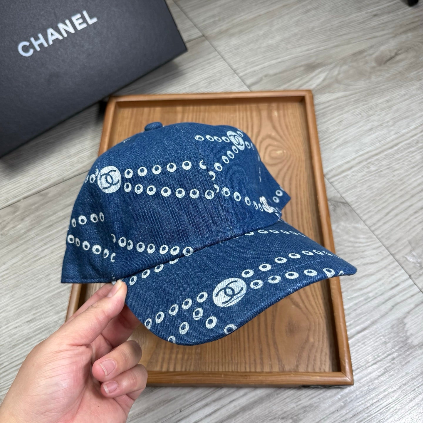 Chanel Chain Pattern Baseball Denim Cap 240591