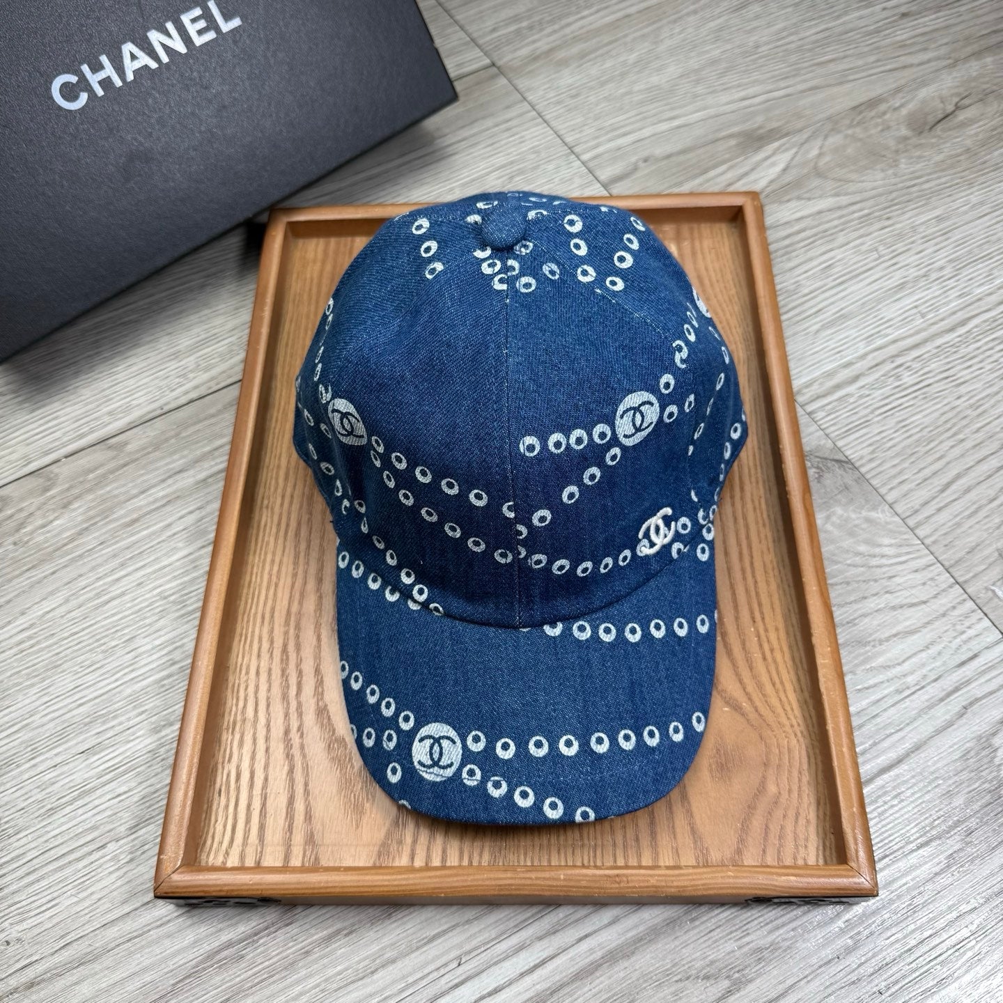Chanel Chain Pattern Baseball Denim Cap 240591