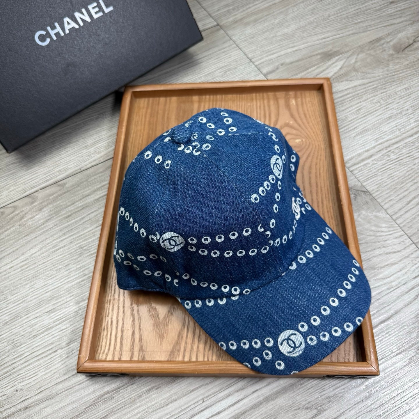 Chanel Chain Pattern Baseball Denim Cap 240591