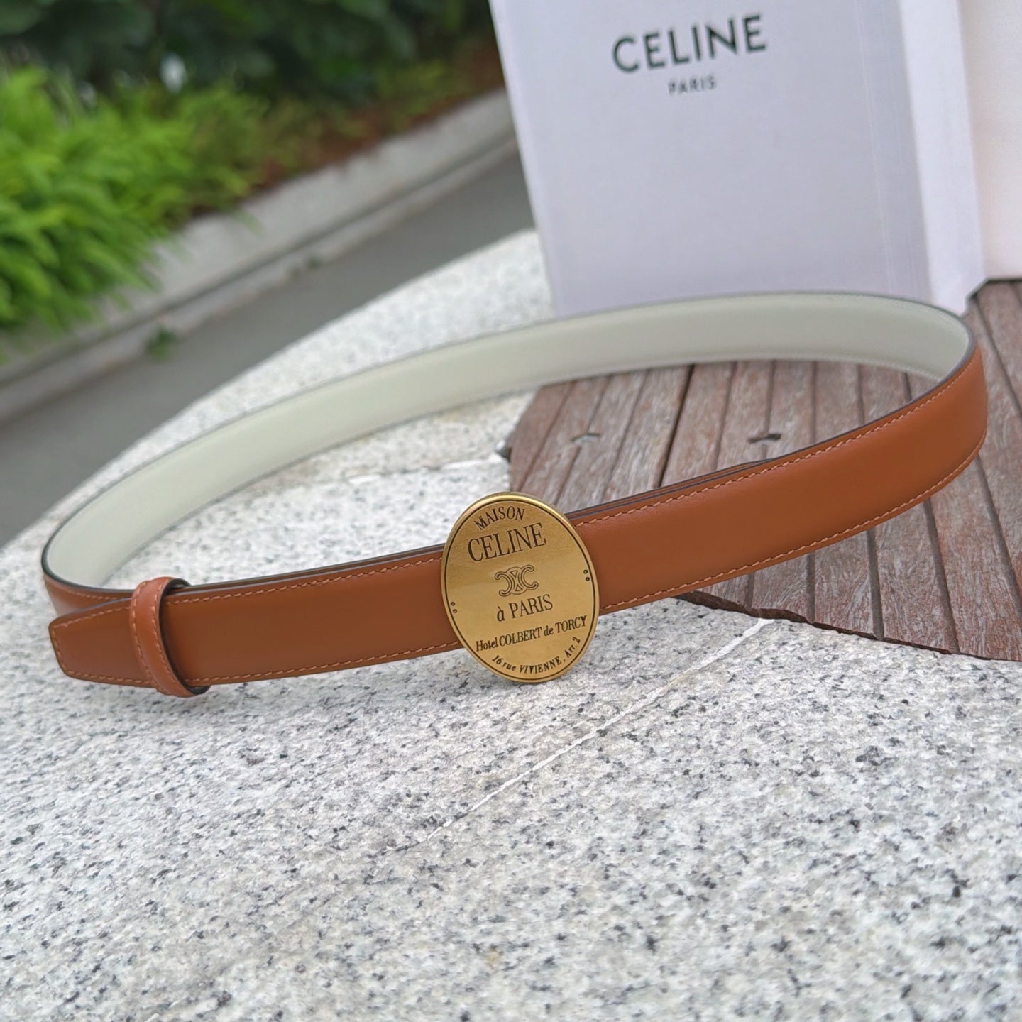 Celine 2026 Double-sided Belt 2.5cm Cowhide Gold Silver Buckle