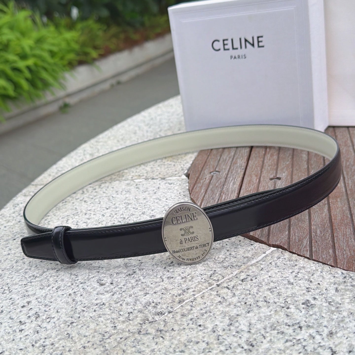 Celine 2026 Double-sided Belt 2.5cm Cowhide Gold Buckle