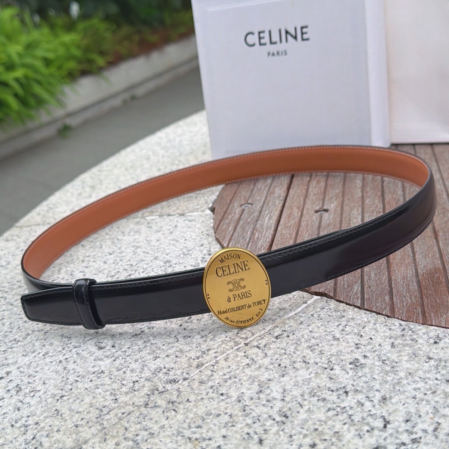 Celine 2026 Double-sided Belt 2.5cm Cowhide Gold Buckle