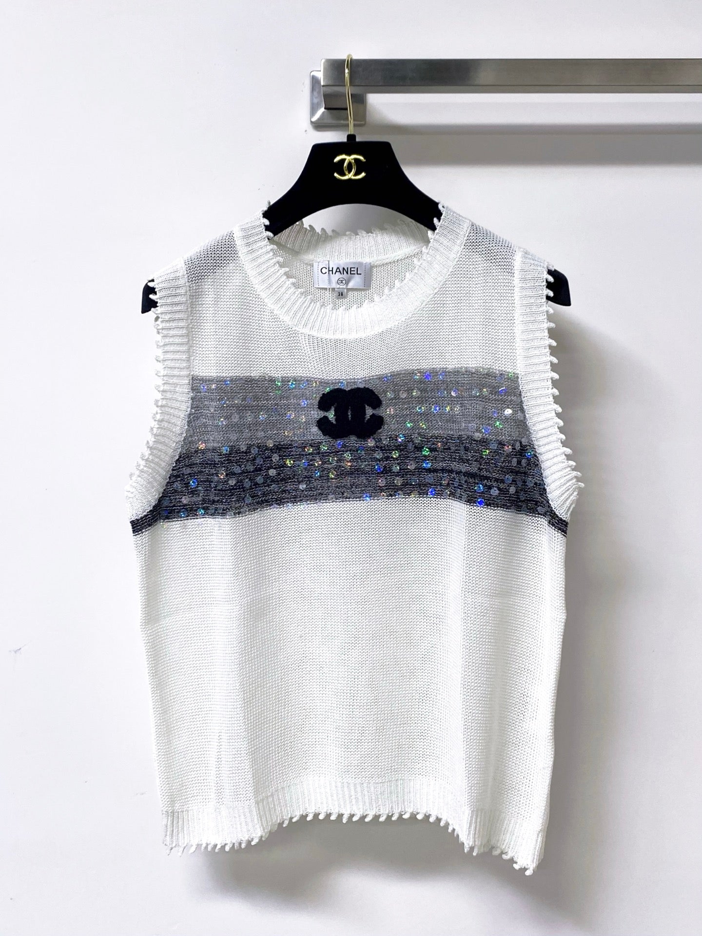 Chanel 2026 Vest Shirt Grey White Tencel Wool 295272
