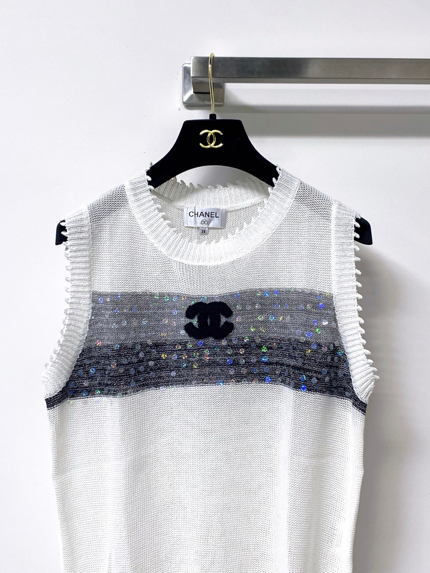 Chanel 2026 Vest Shirt Grey White Tencel Wool 295272