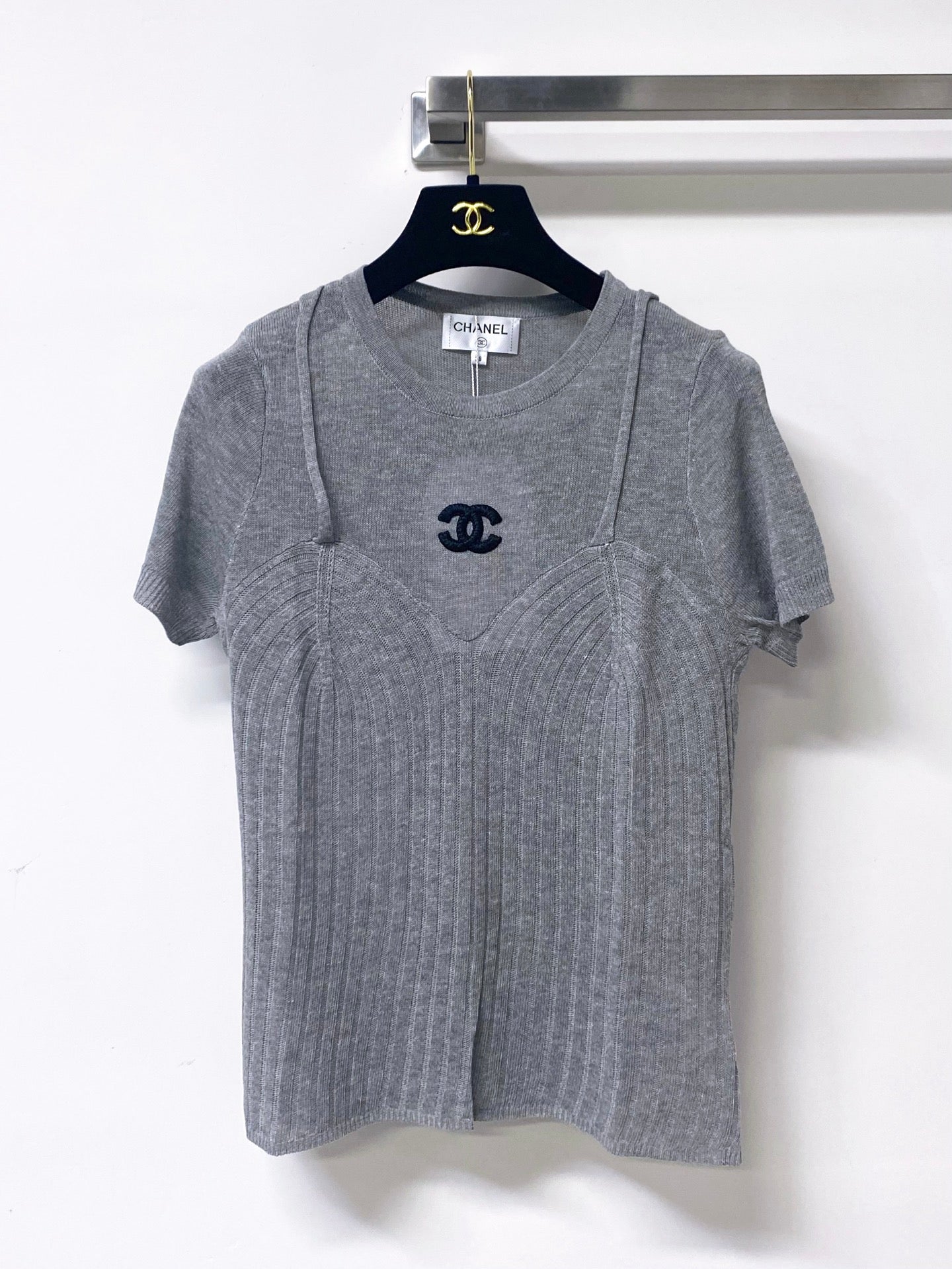 Chanel 2026 Shirt Grey White Tencel Wool 295254