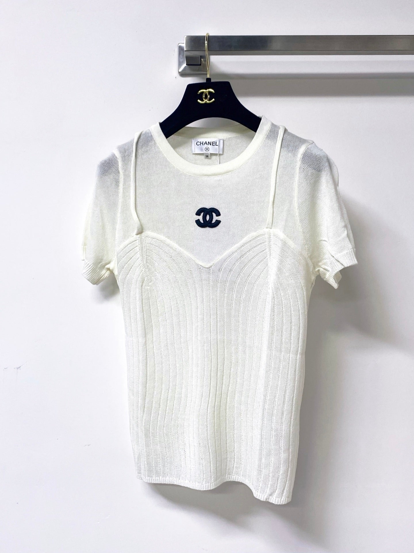 Chanel 2026 Shirt Grey White Tencel Wool 295254
