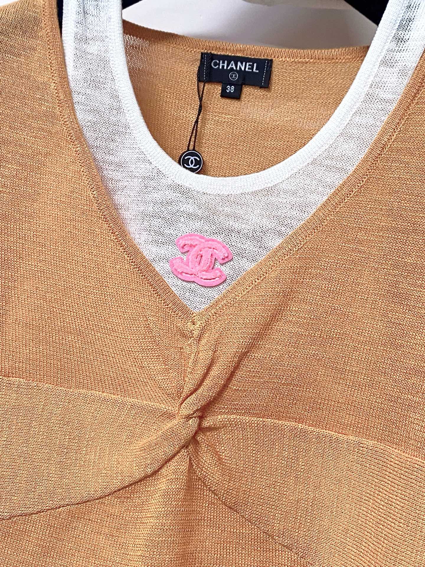 Chanel 2026 Short-sleeved Shirt Orange Blue Wool Cashmere 295246