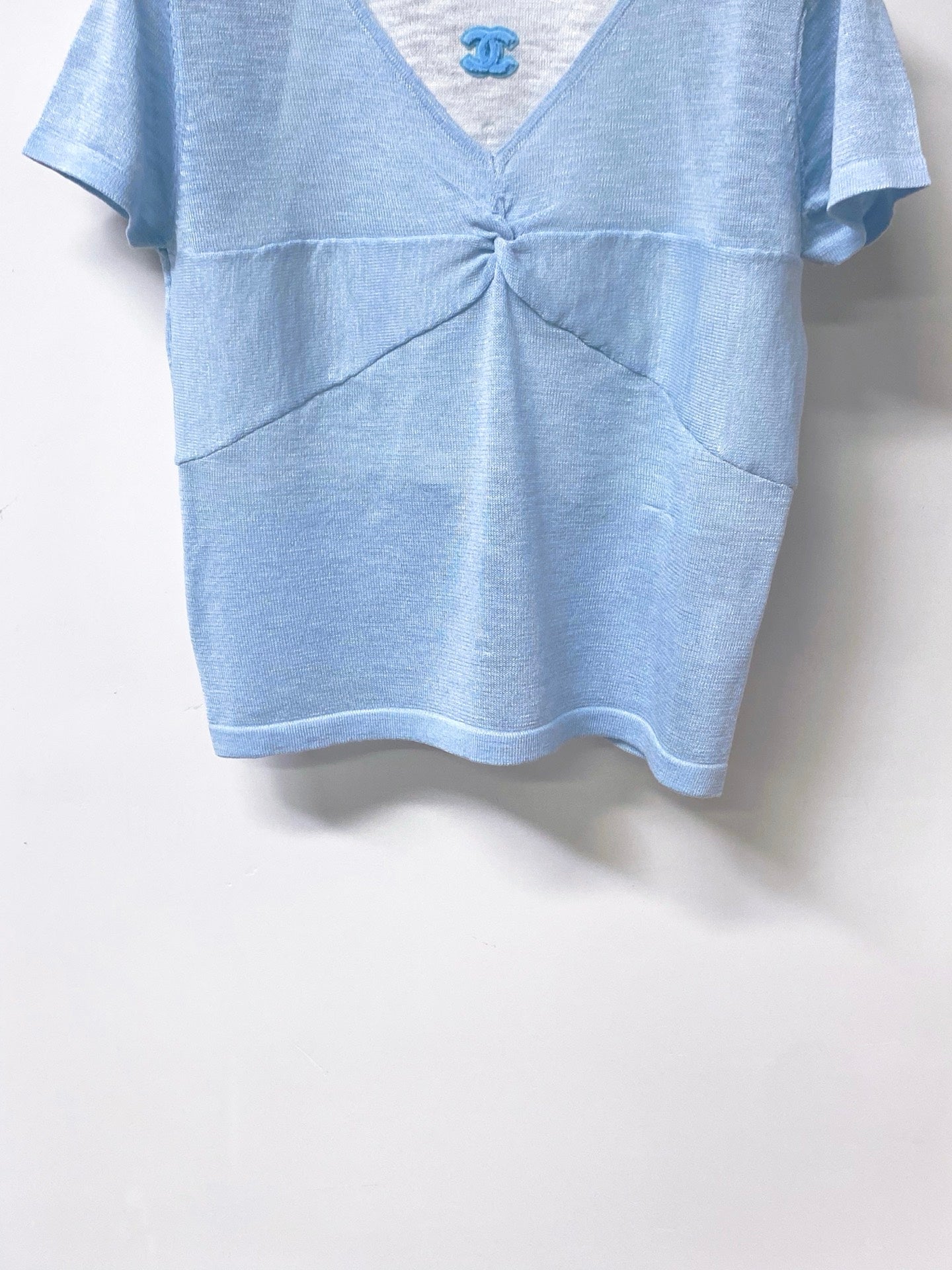 Chanel 2026 Short-sleeved Shirt Orange Blue Wool Cashmere 295246
