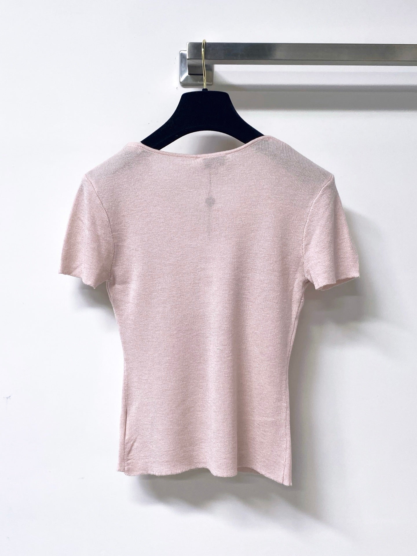 Chanel 2026 Lace V-neck Shirt Blue Pink Wool Cashmere 295236