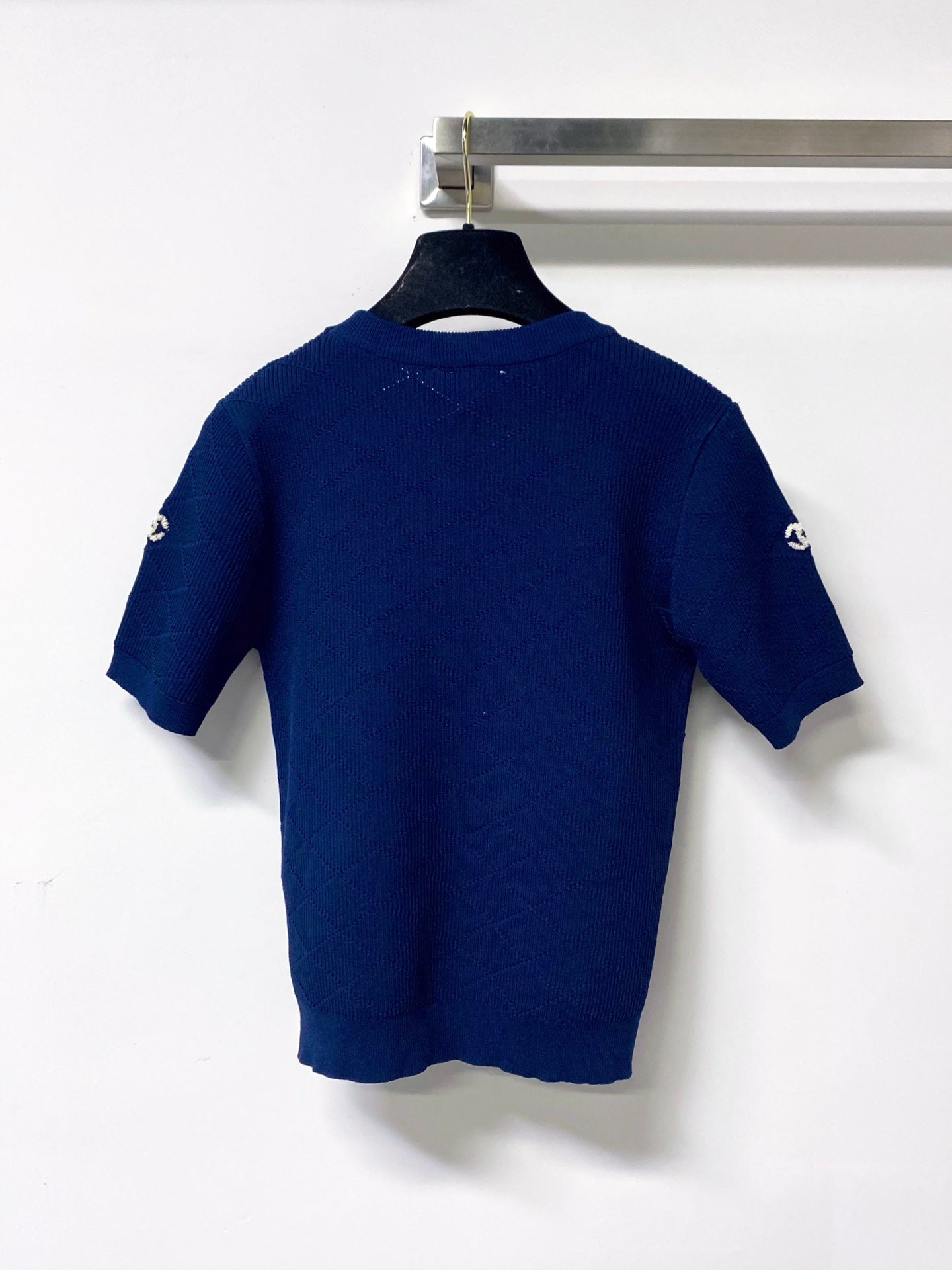 Chanel 2026 Quilted Knit Short-sleeved Shirt Wool Cashmere Tencel 310325