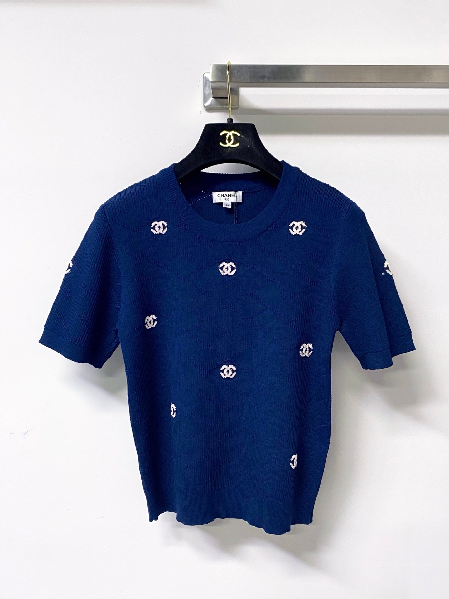 Chanel 2026 Short-Sleeve Shirt White Logo Wool 310325
