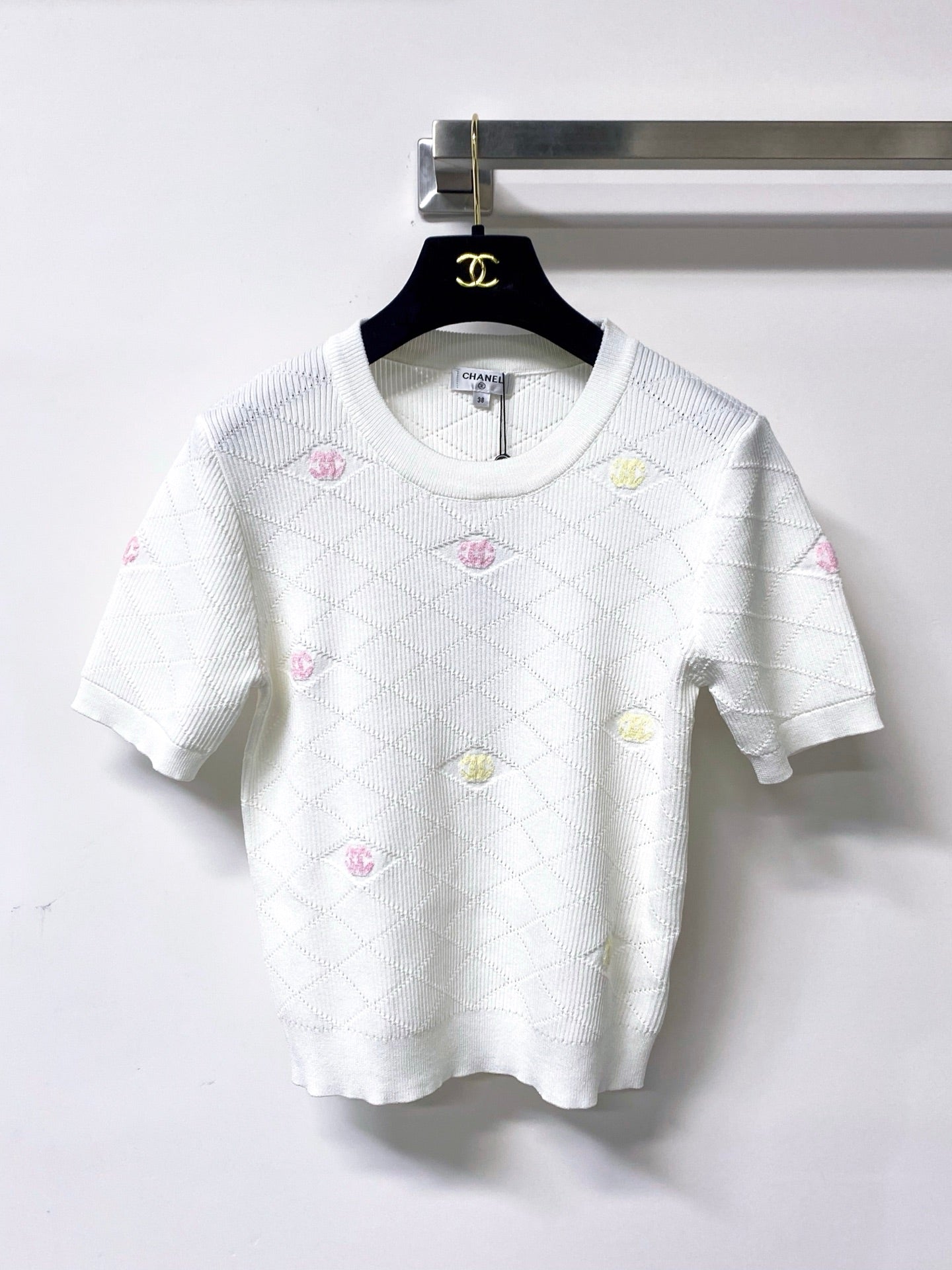 Chanel 2026 Short-Sleeve Shirt White Logo Wool 310325