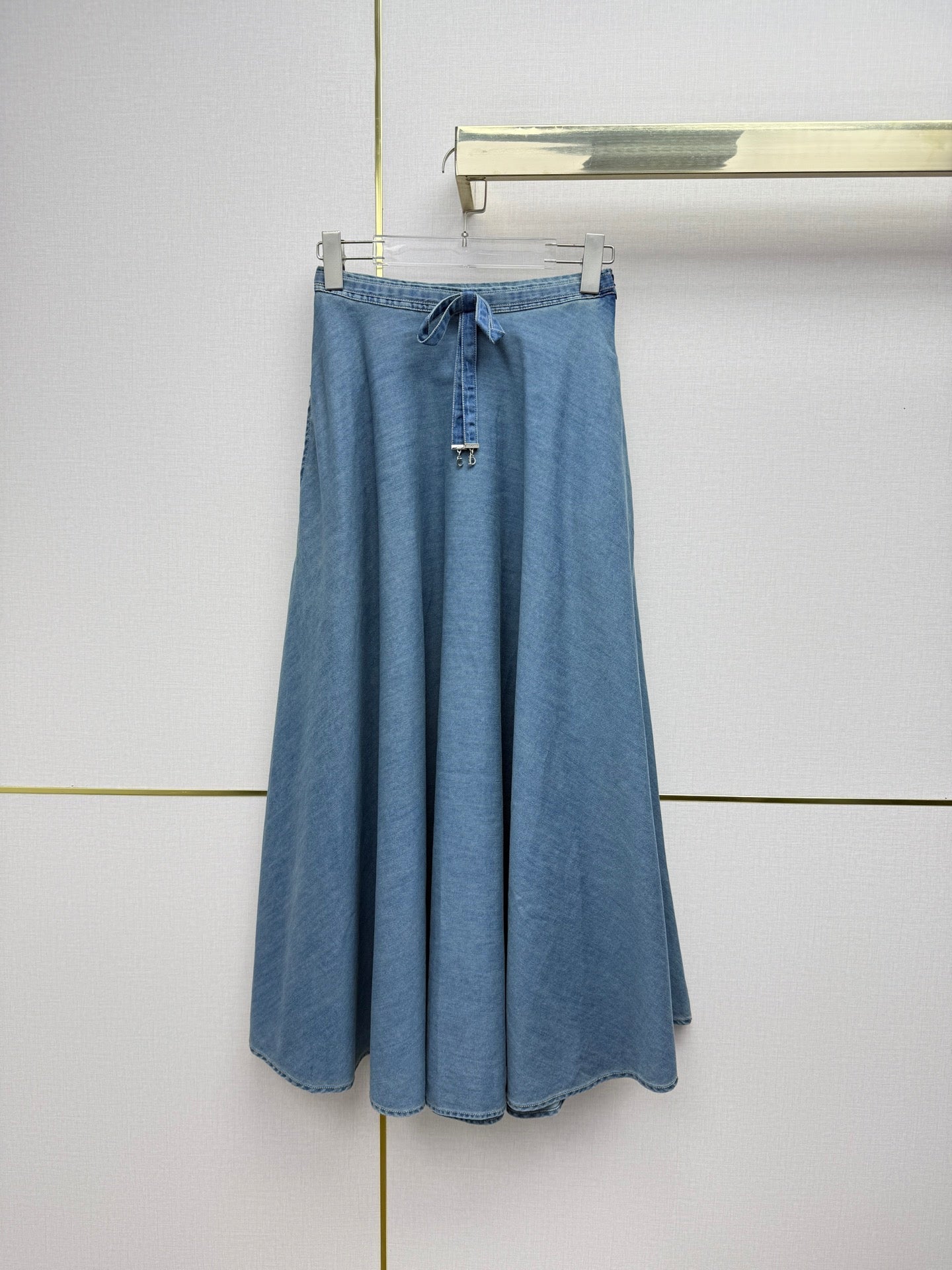 Dior 2026 Denim Midi Skirt With Drawstring Waist Cotton 380460