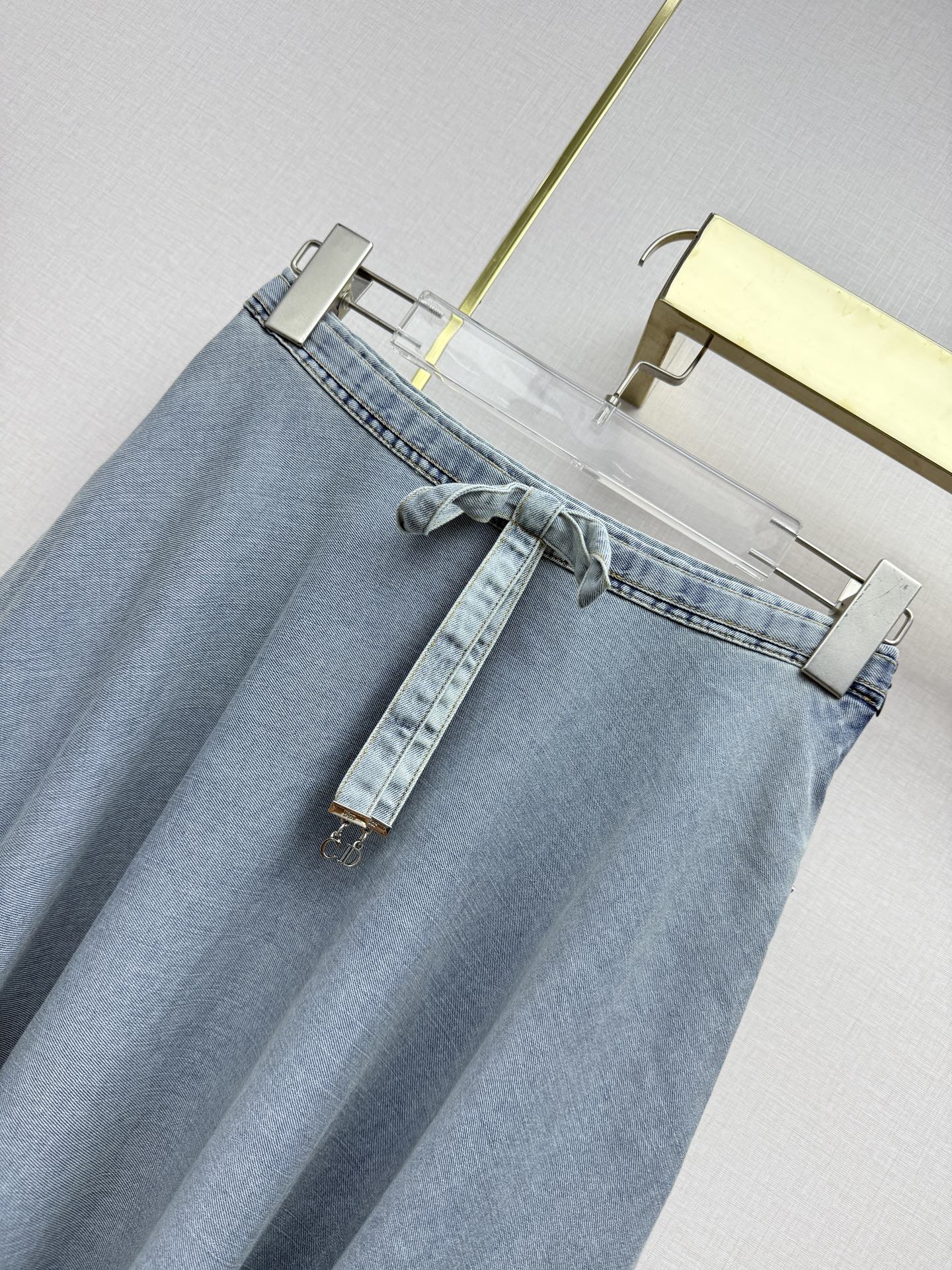 Dior 2026 Denim Midi Skirt With Drawstring Waist Cotton 380460