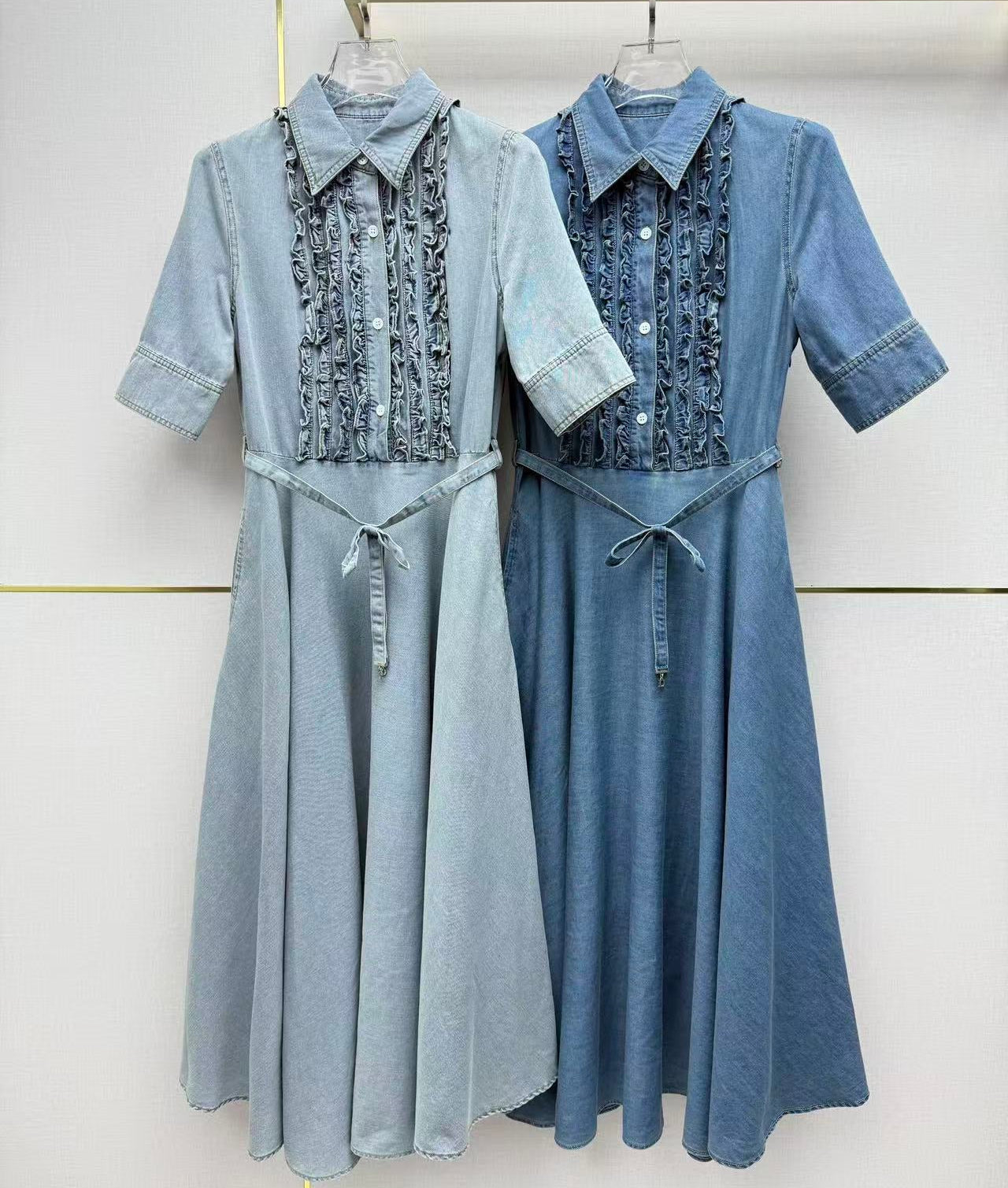 Dior 2026 Denim Ruffled Trim Dress Cotton 380464