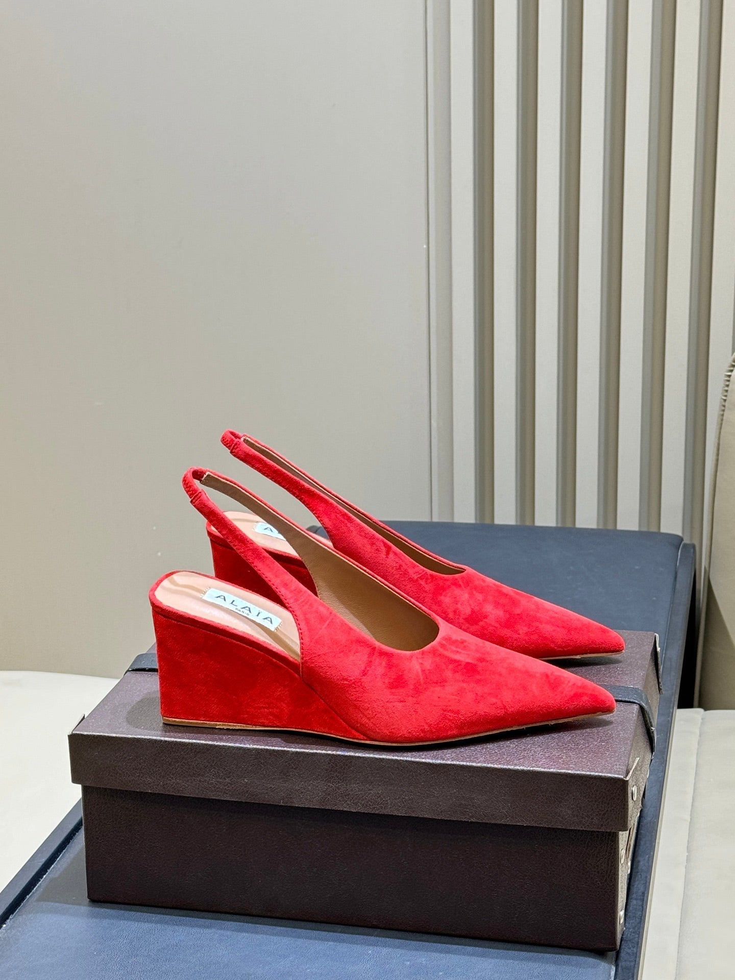 Alaia 2026 Wedge Slingback Mules Velvet Leather 789577
