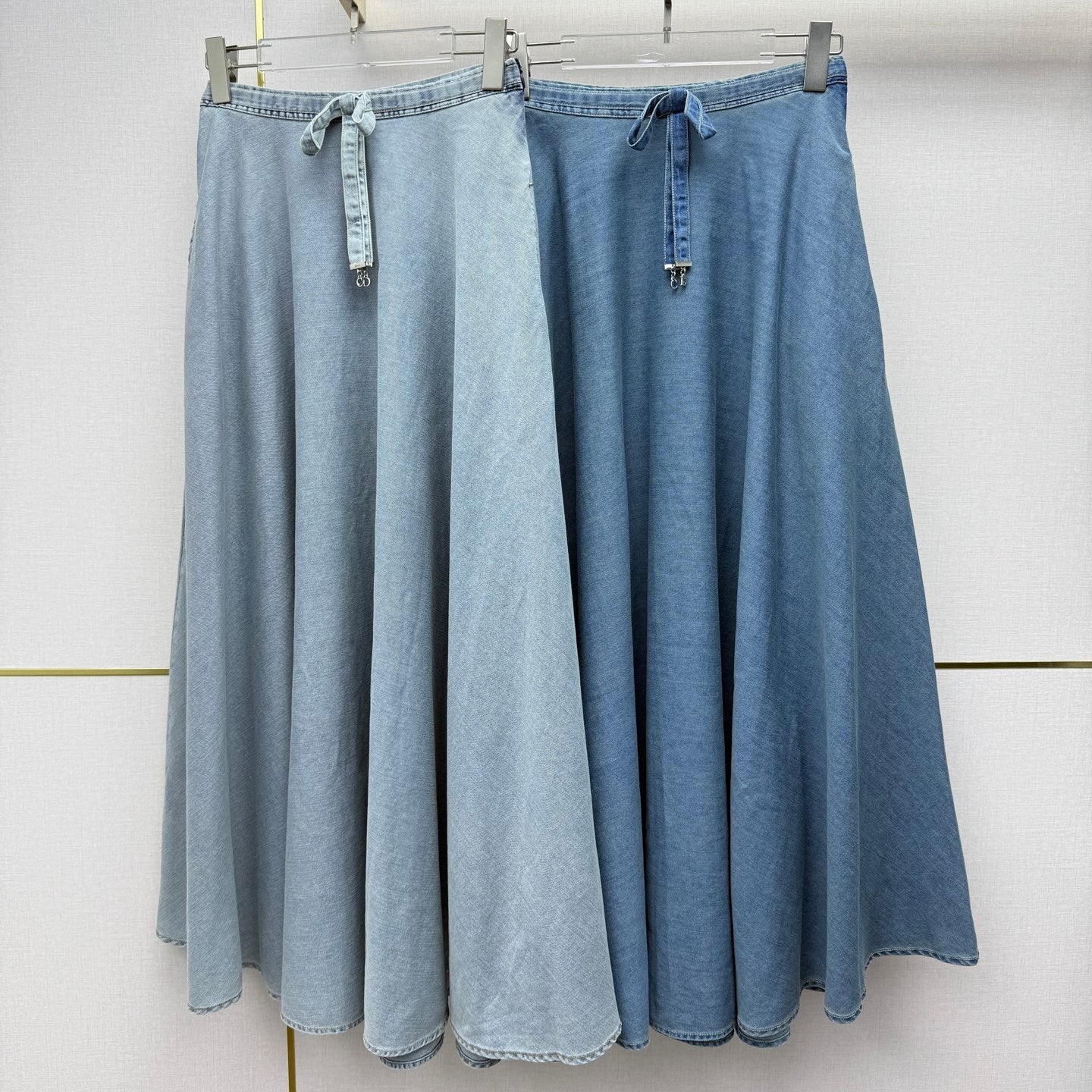 Dior 2026 Denim Midi Skirt With Drawstring Waist Cotton 380460