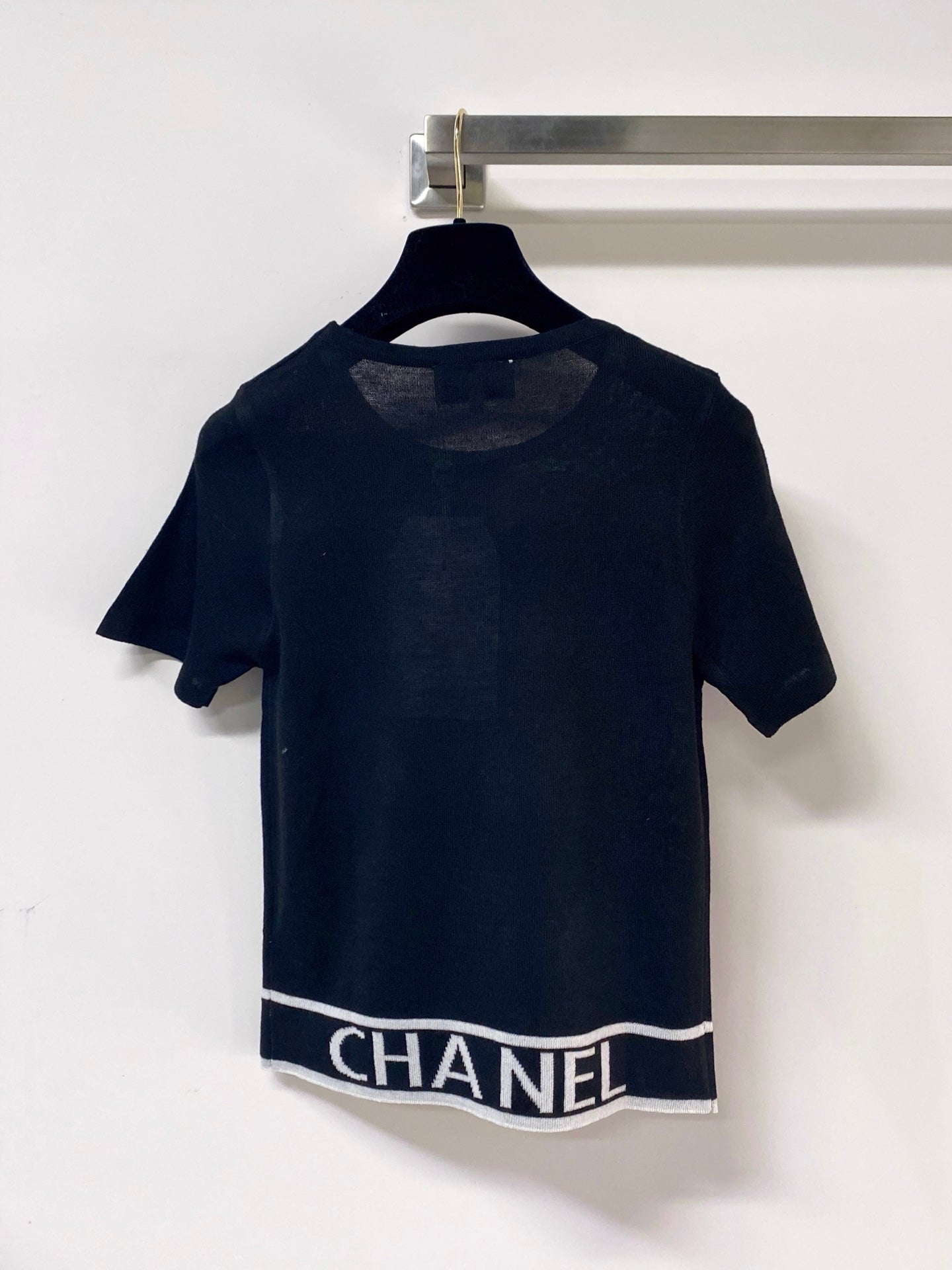 Chanel 2026 Rhinestone Knit Short-Sleeve Top Wool 330929