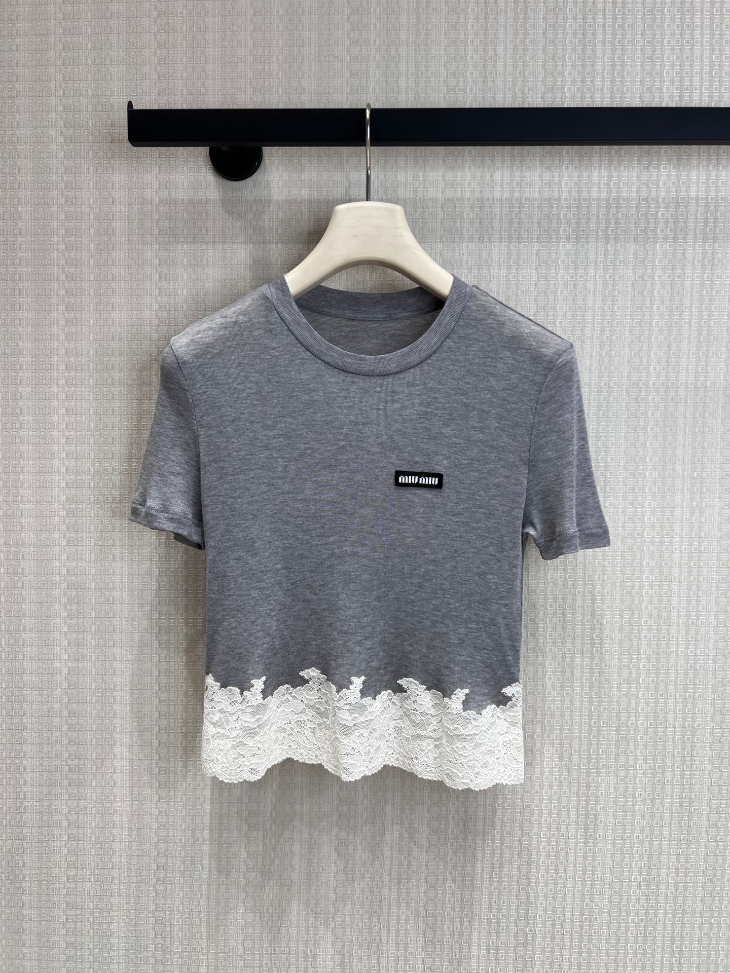 Miumiu 2026 Lace Set Grey White Cotton