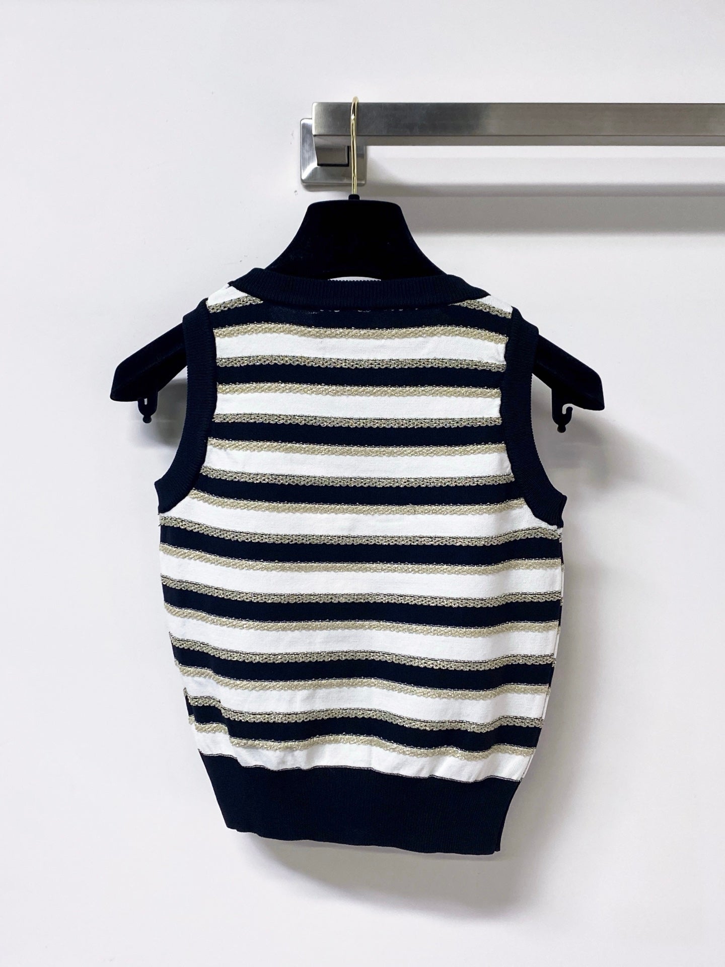 Chanel 2026 Striped Knit Vest Laine Wool 363124