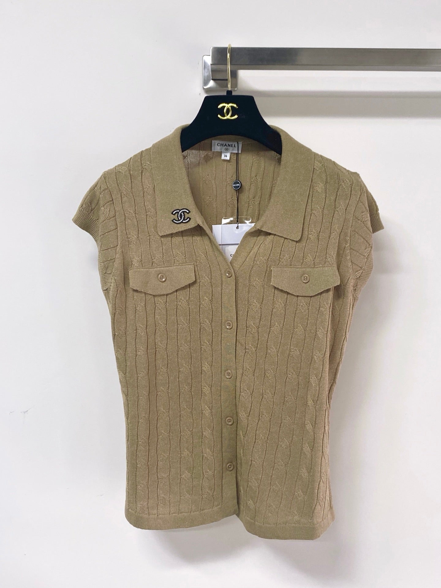 Chanel 2026 Knit Polo Vest Nitrile Cotton 375047