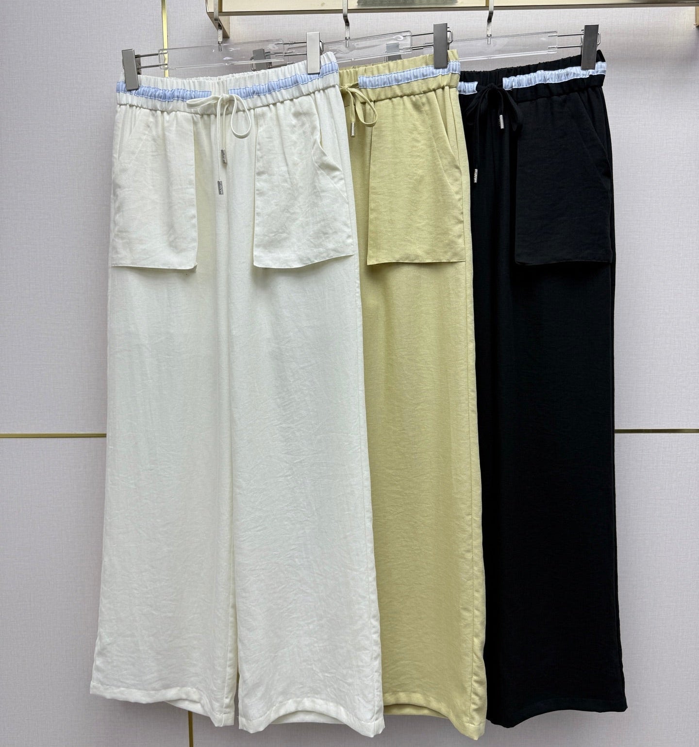 Miumiu 2026 Straight Leg Pants with Elastic Drawstring Waist Rayon Tencel 380433