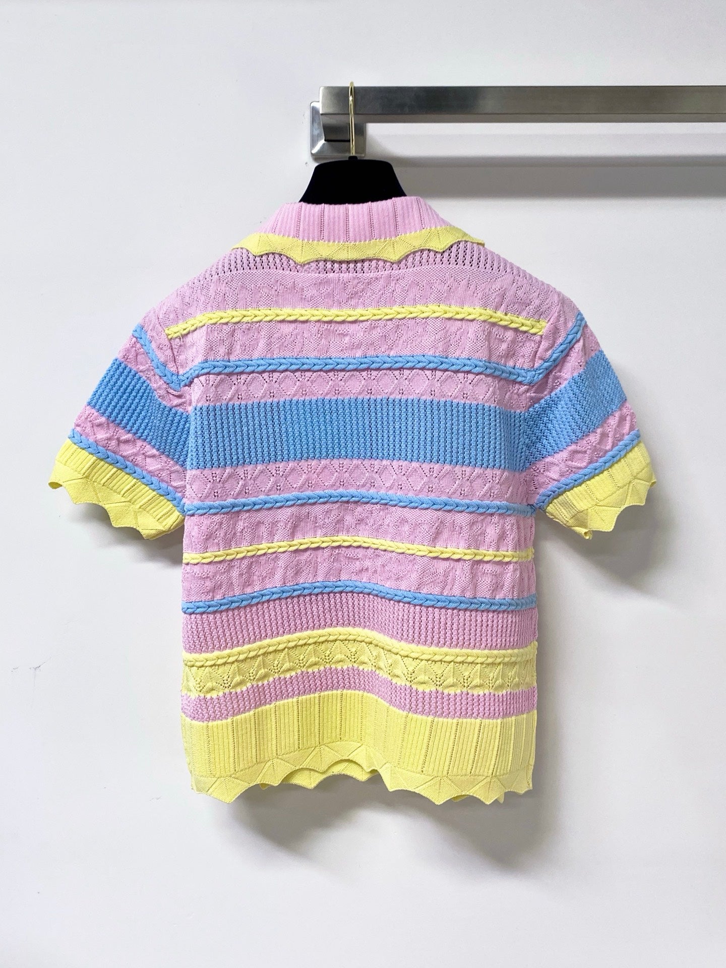 Chanel 2026 Strips Short-Sleeved Shirt Polo Tencel 380258