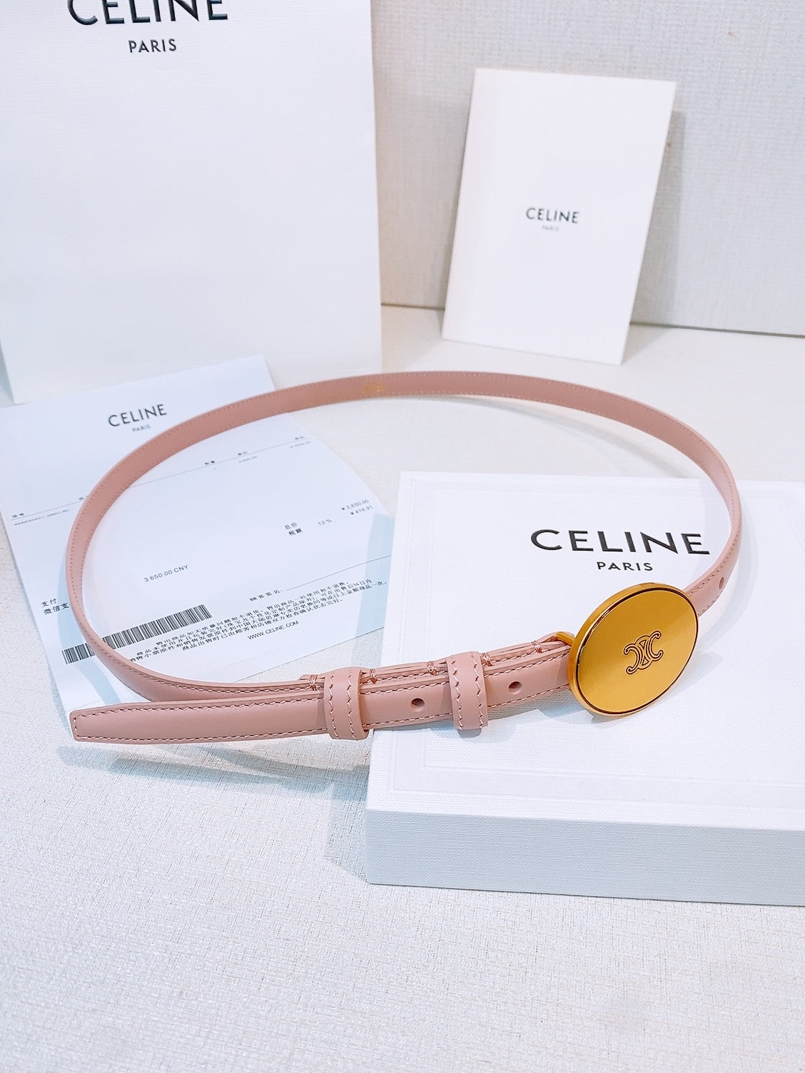 Celine 2026 Leather Belt 1.3cm With Gold-plated Triomphe Buckle