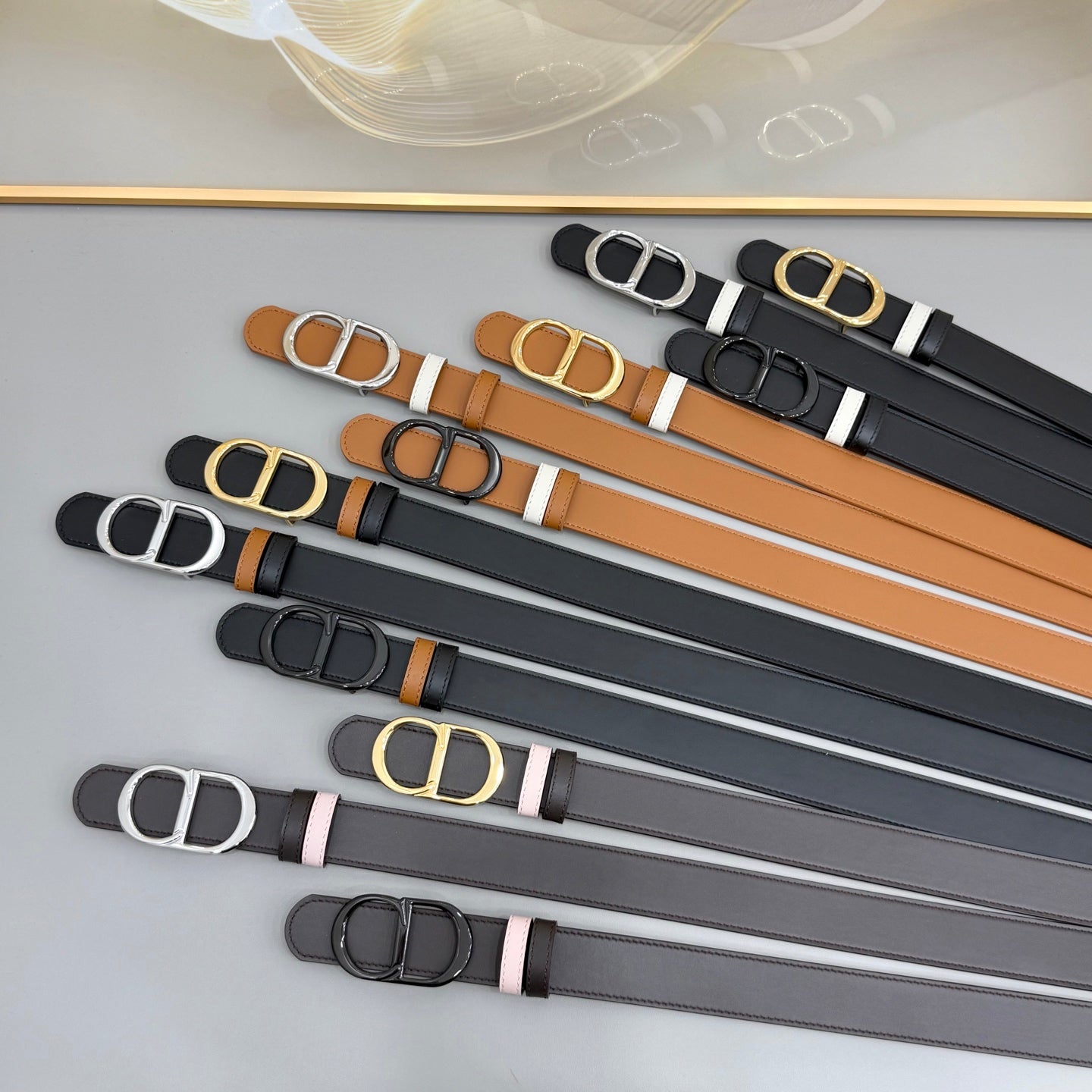 Dior 30mm Montaigne Reversible Belt Smooth Calfskin 208864