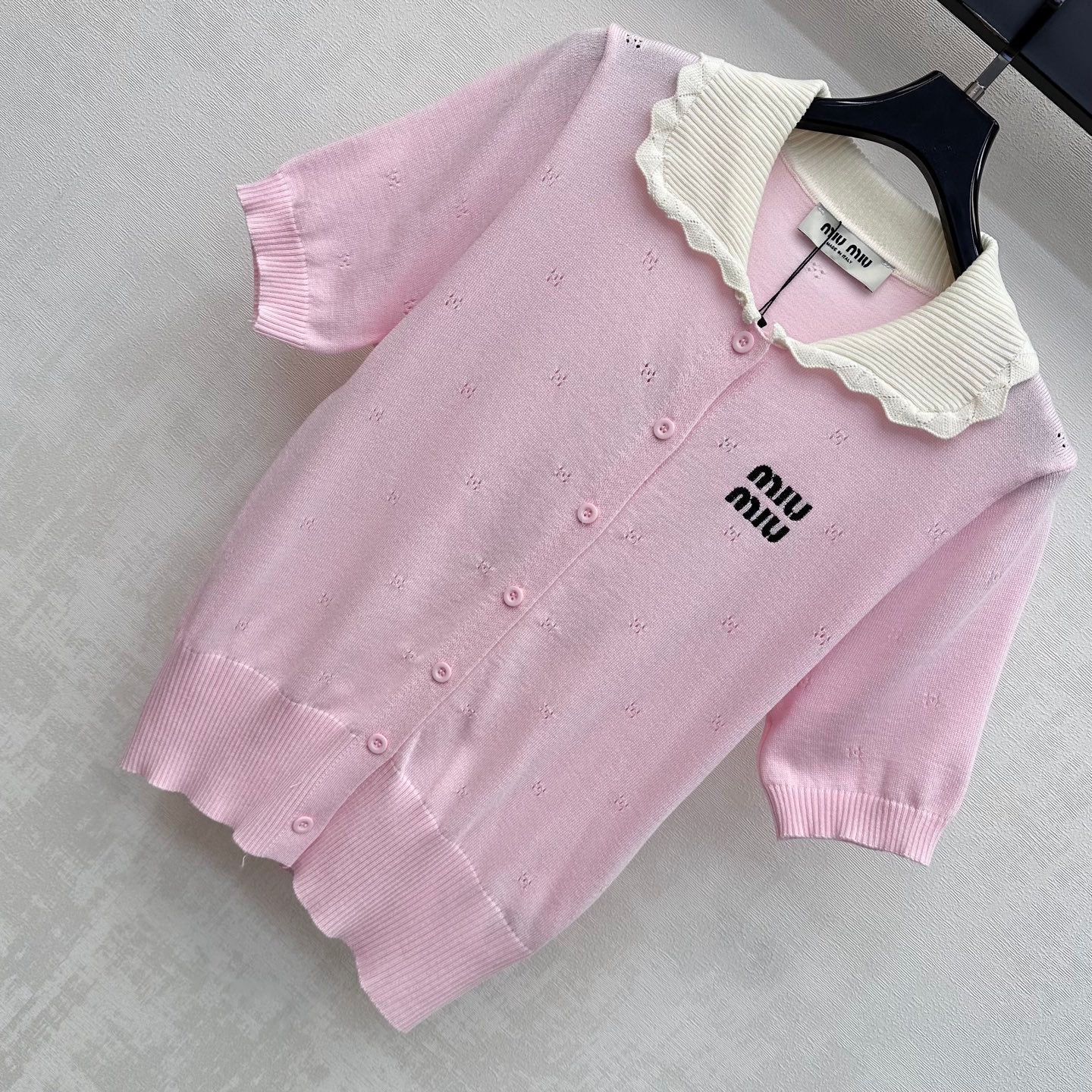 Miumiu 2026 Collared Short-Sleeve Knit Cardigan Wool 431998