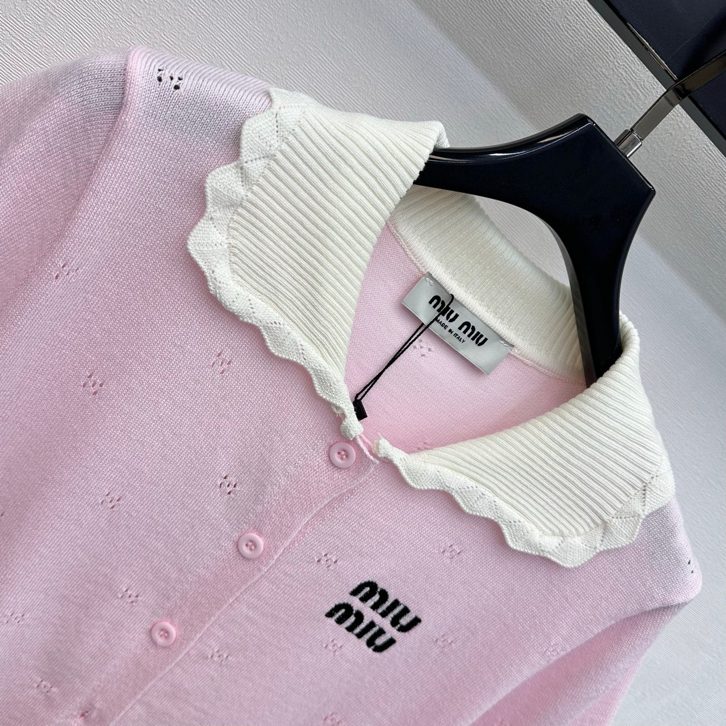 Miumiu 2026 Collared Short-Sleeve Knit Cardigan Wool 431998