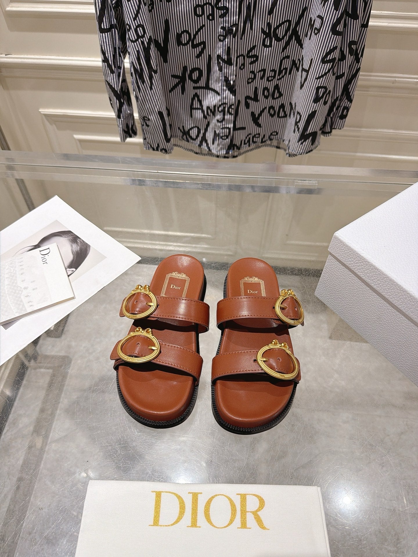 Dior 2026 Medaillon Buckle Slide Sandal Calfskin 919025