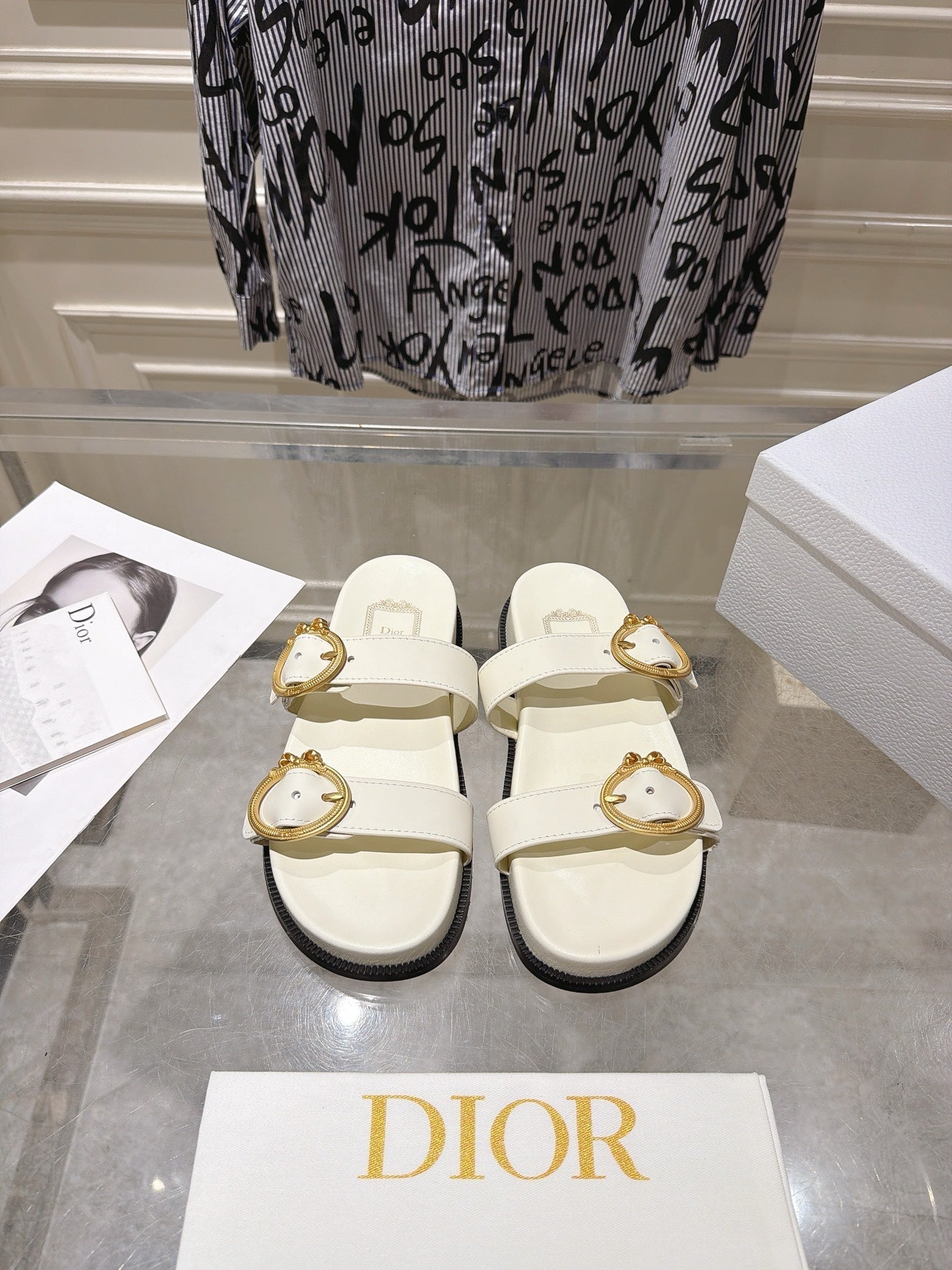 Dior 2026 Medaillon Buckle Slide Sandal Calfskin 919025