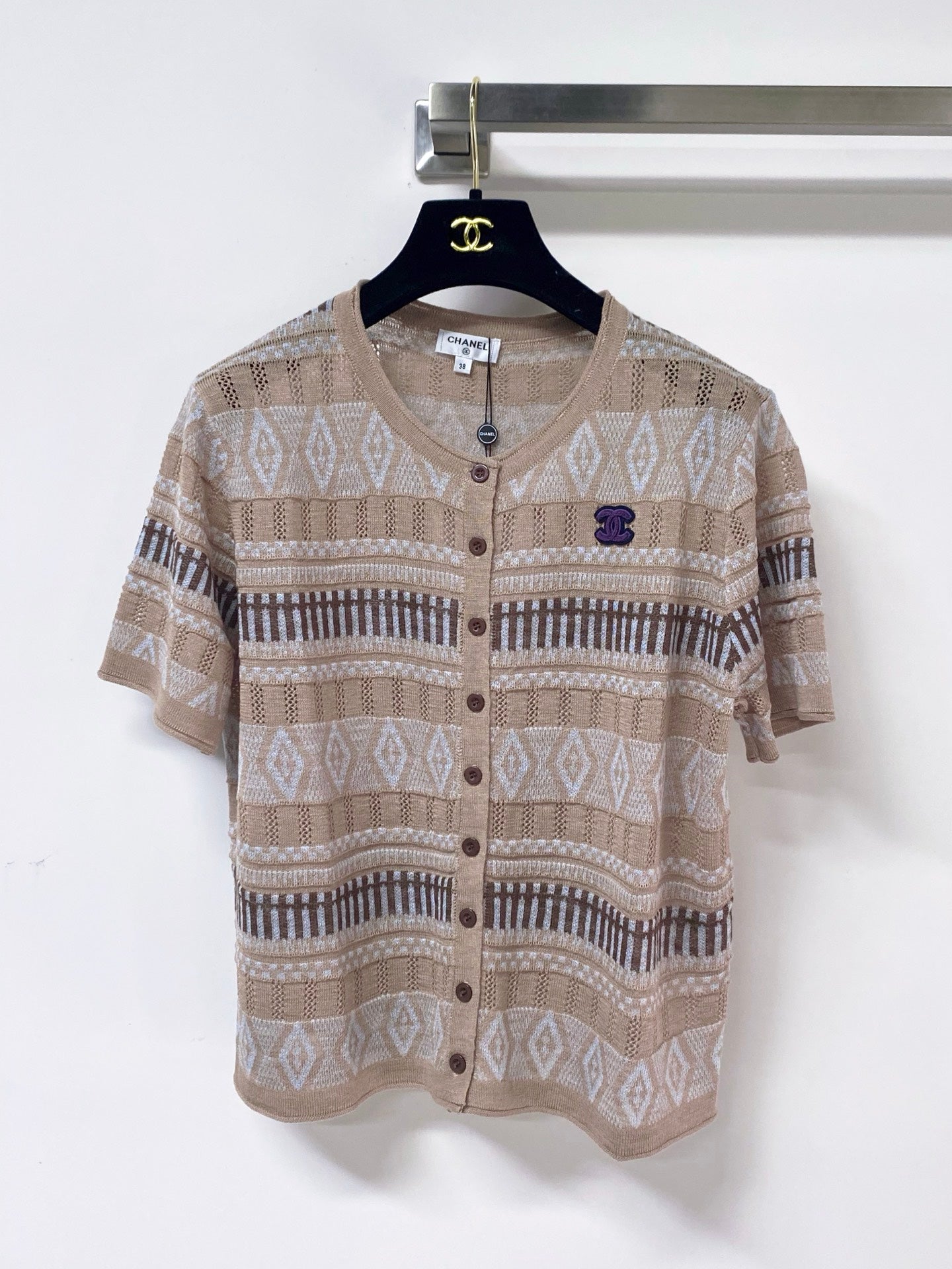 Chanel 2026 Short Sleeve Button Down Cardigan Flax Lelin 435143
