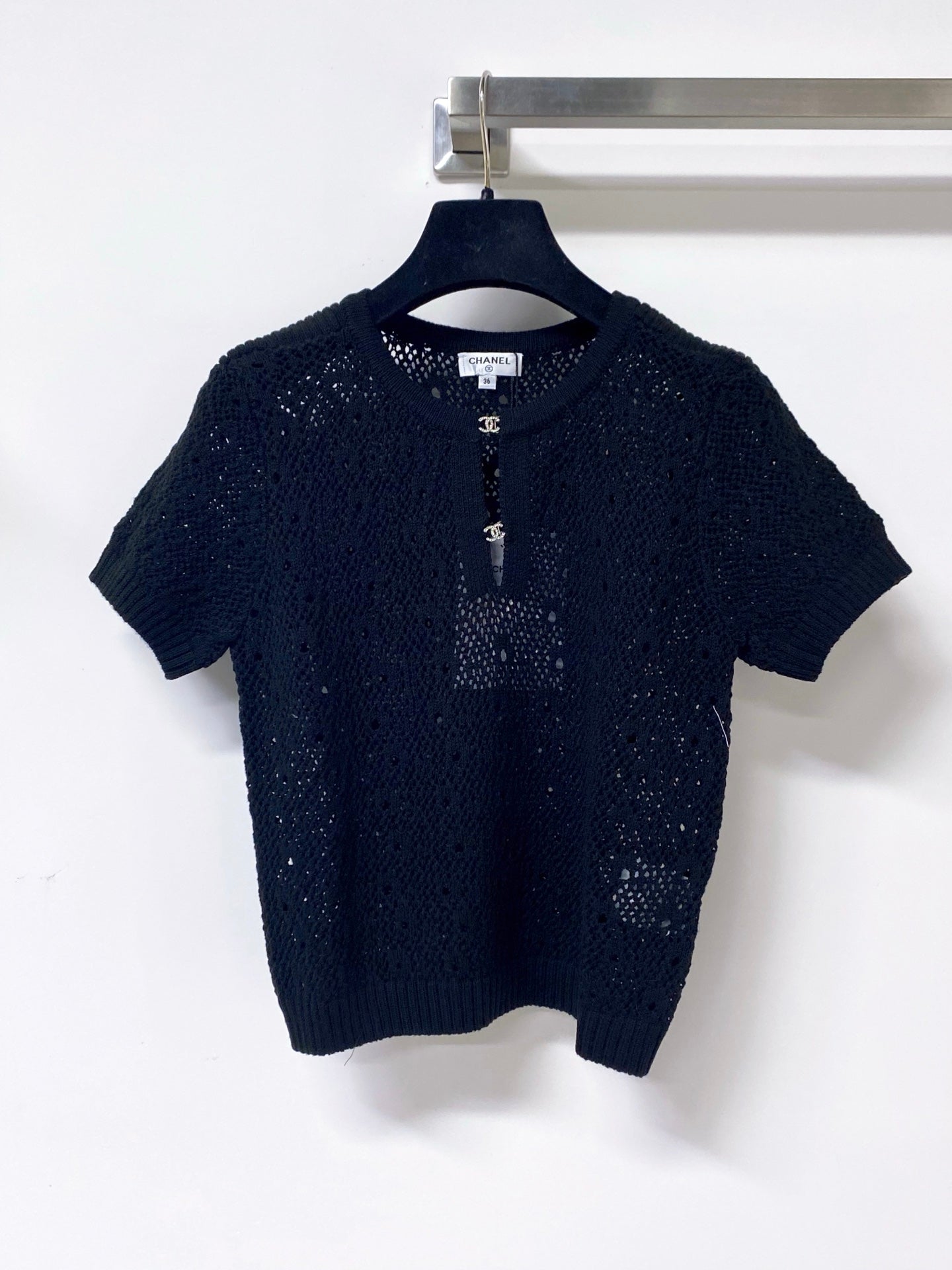 Chanel 2026 Short-Sleeved Shirts Crochet Logo Buttons 449828